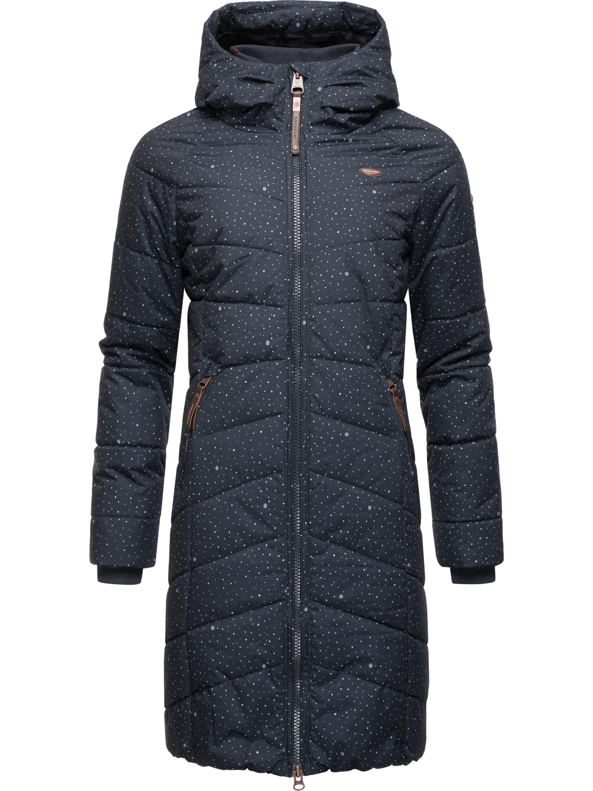 Langer Winter Steppmantel "Dizzie Coat Print" Navy