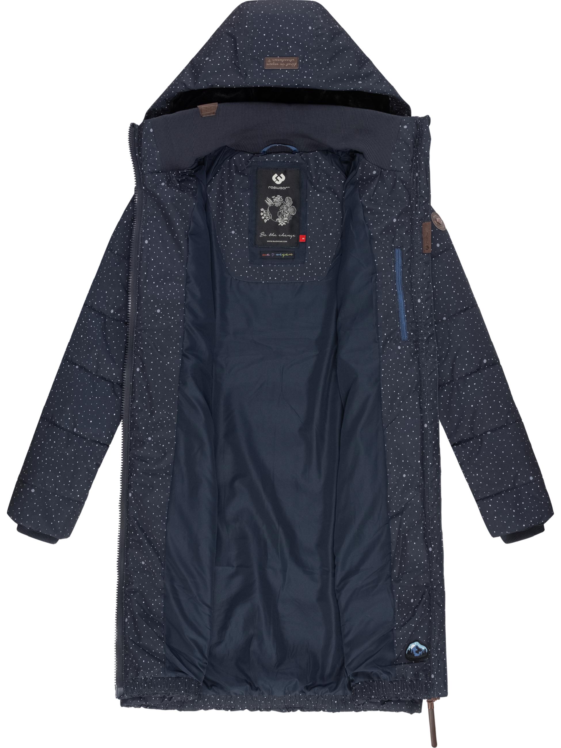 Langer Winter Steppmantel "Dizzie Coat Print" Navy