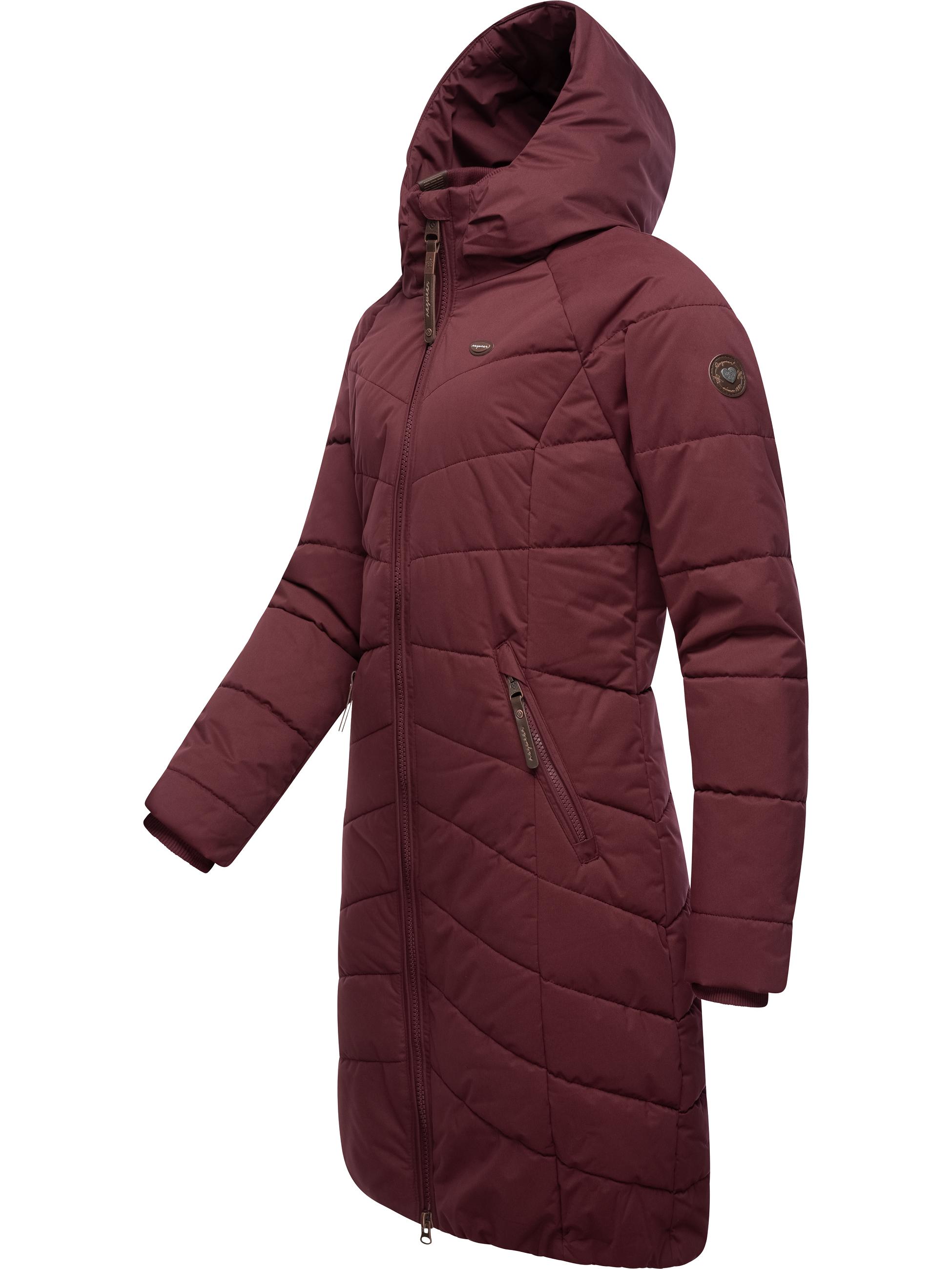 Langer Winter Steppmantel "Dizzie Coat" Wine Red