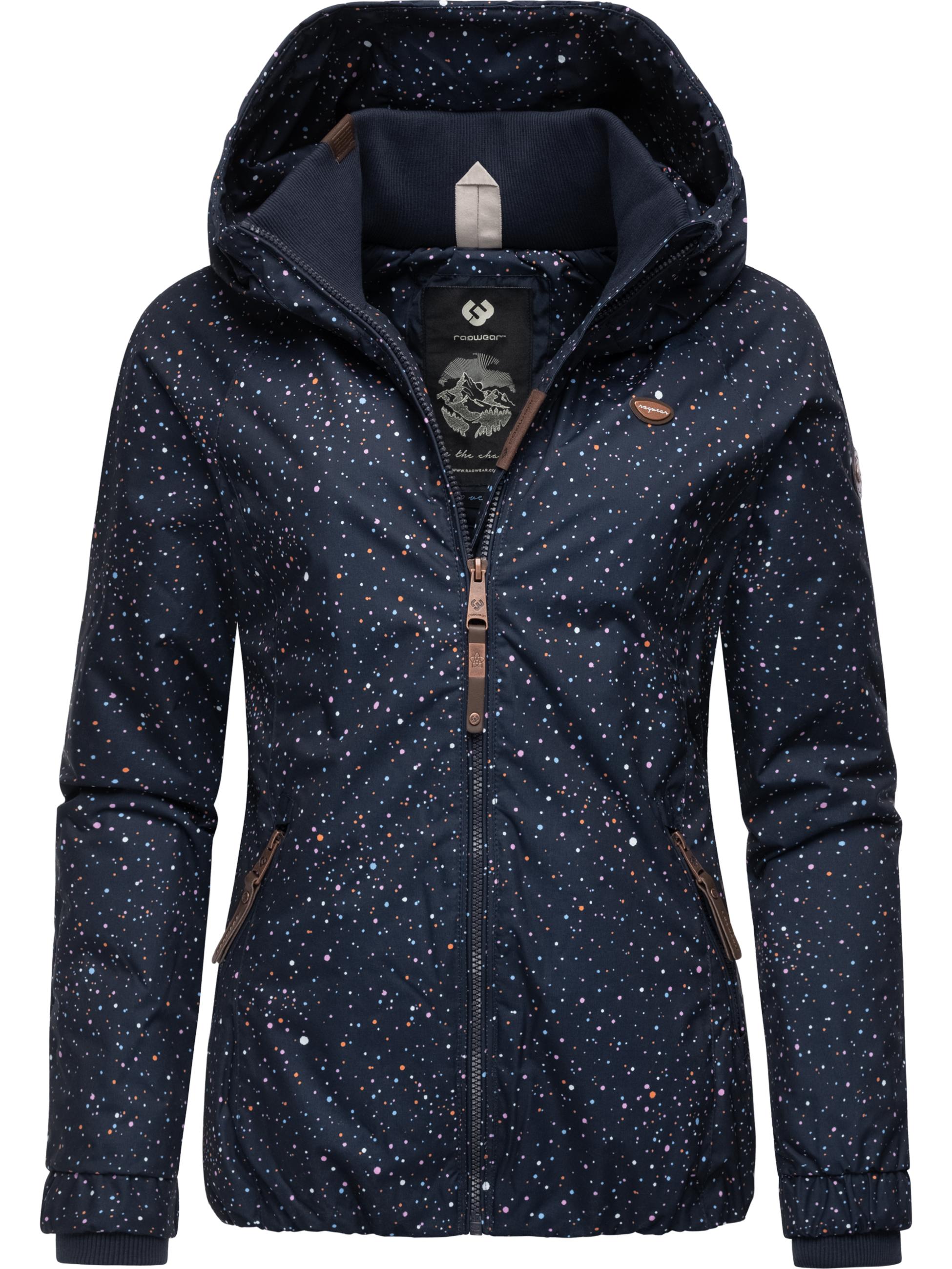 Gemusterte Winterjacke mit Kapuze "Dizzie Print" Navy