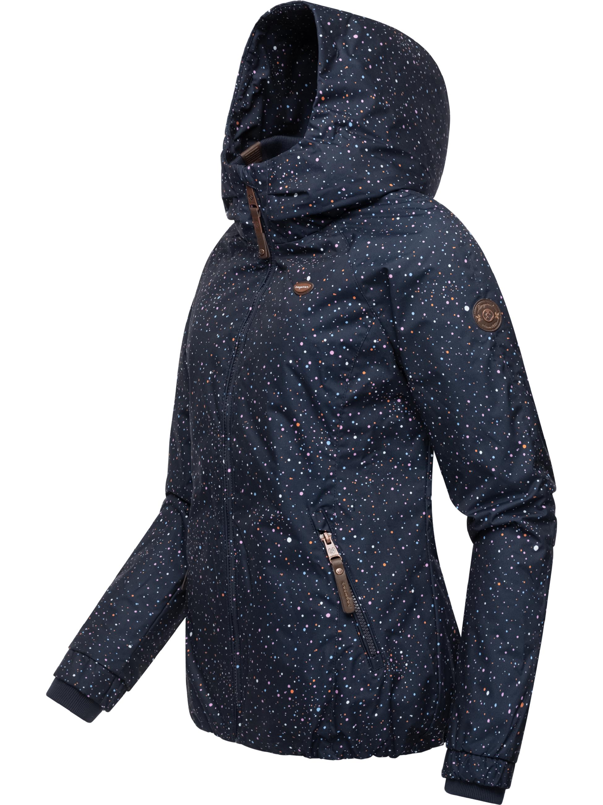 Gemusterte Winterjacke mit Kapuze "Dizzie Print" Navy