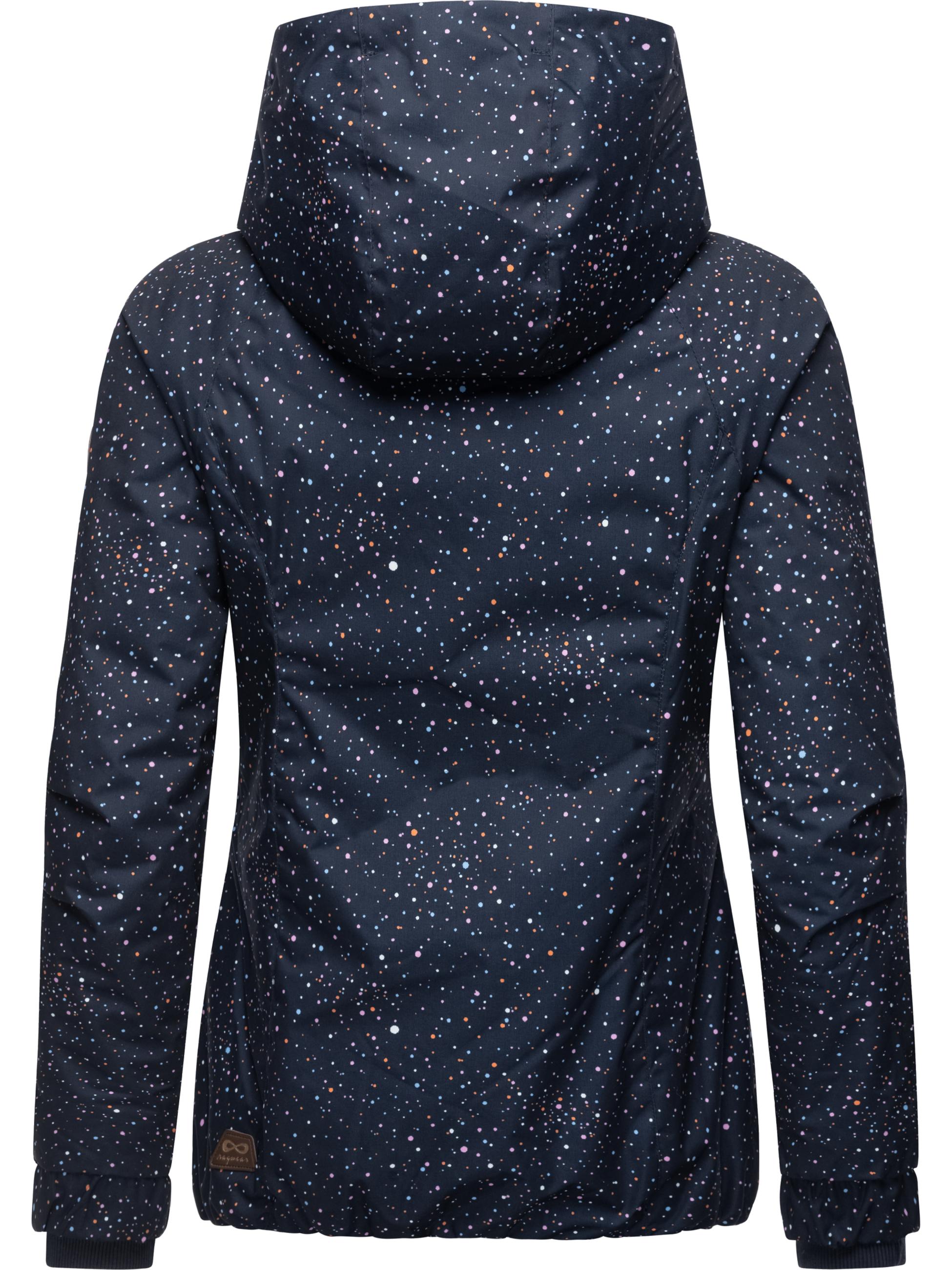 Gemusterte Winterjacke mit Kapuze "Dizzie Print" Navy