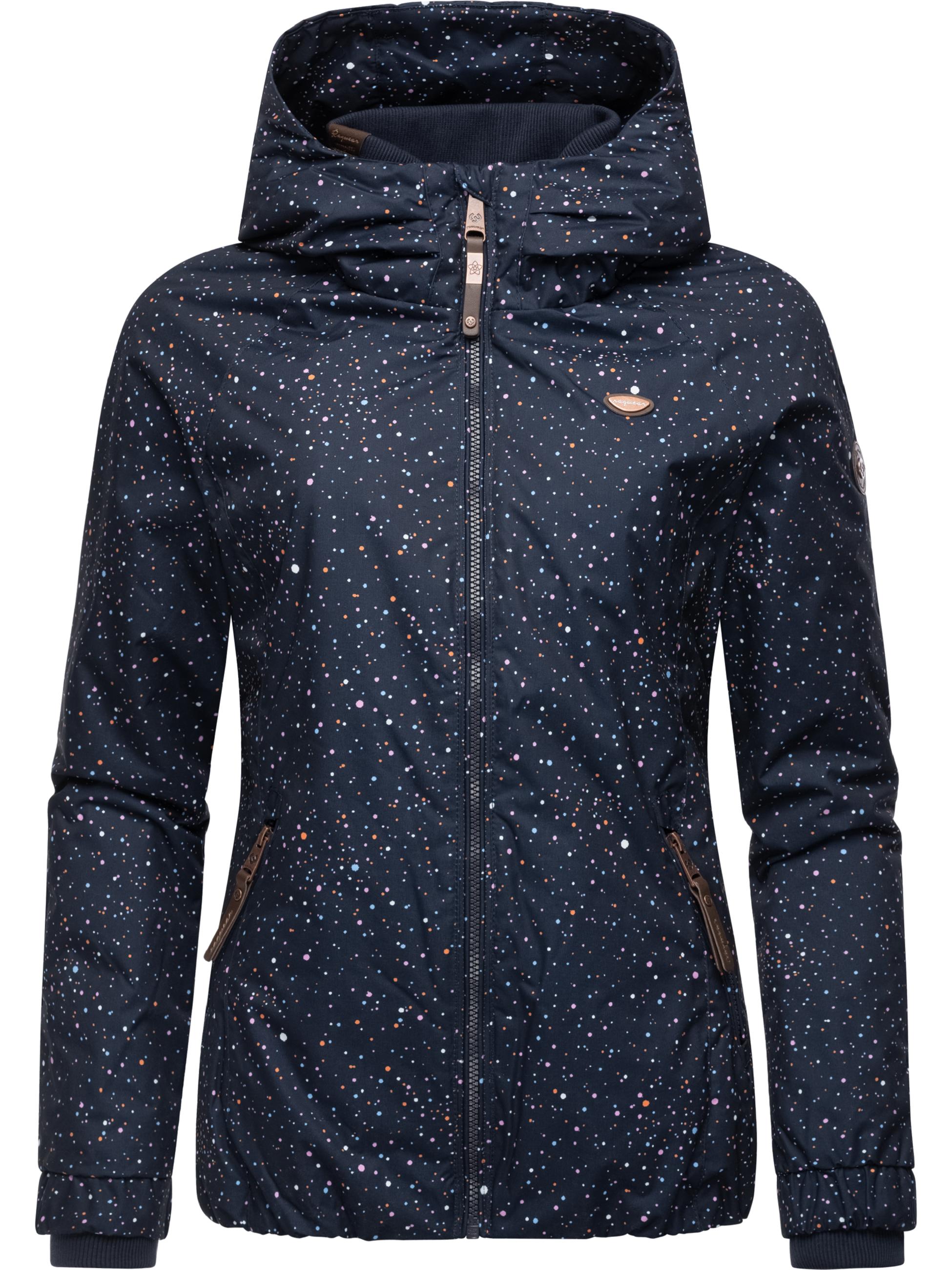 Gemusterte Winterjacke mit Kapuze "Dizzie Print" Navy