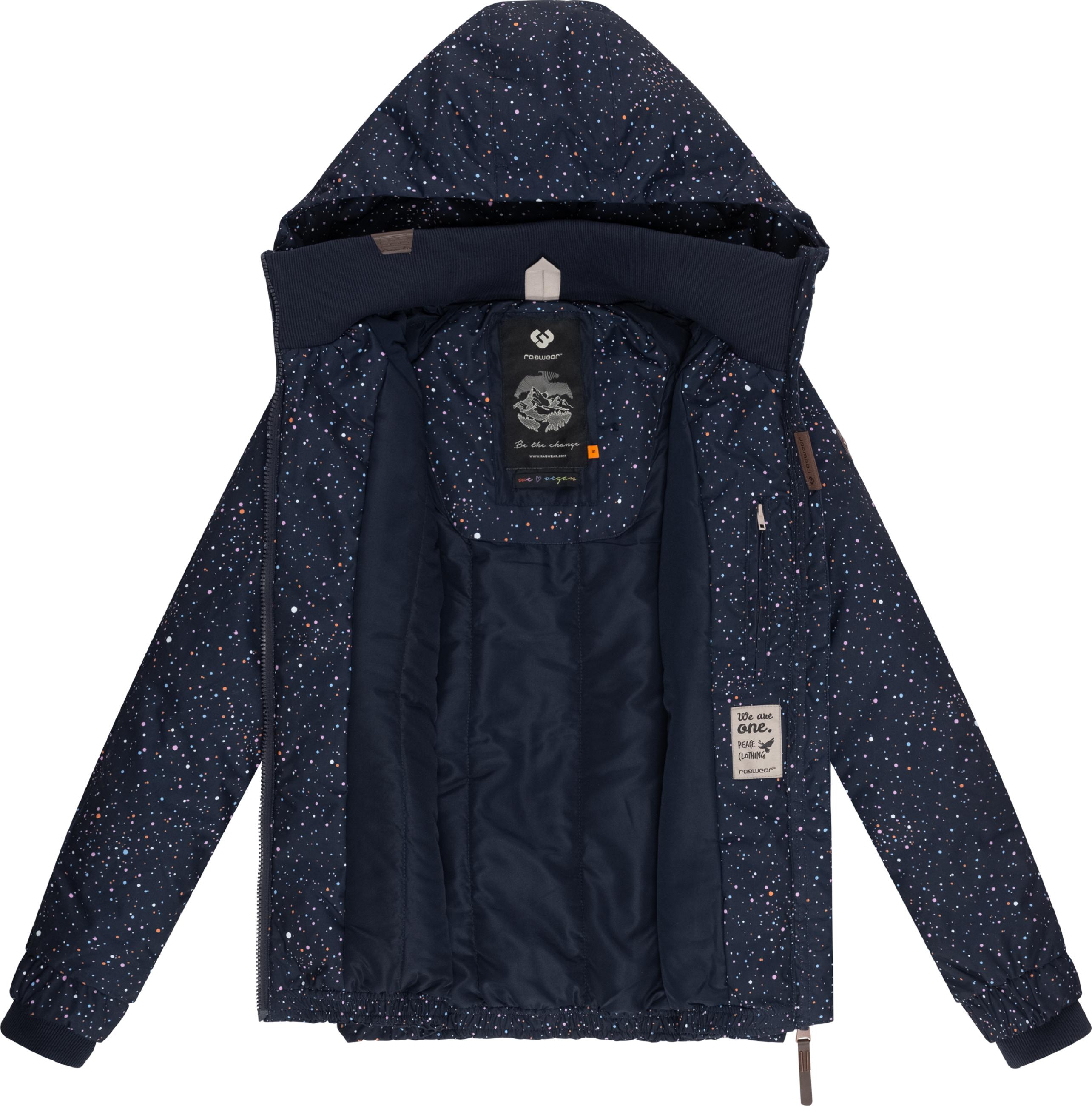 Gemusterte Winterjacke mit Kapuze "Dizzie Print" Navy