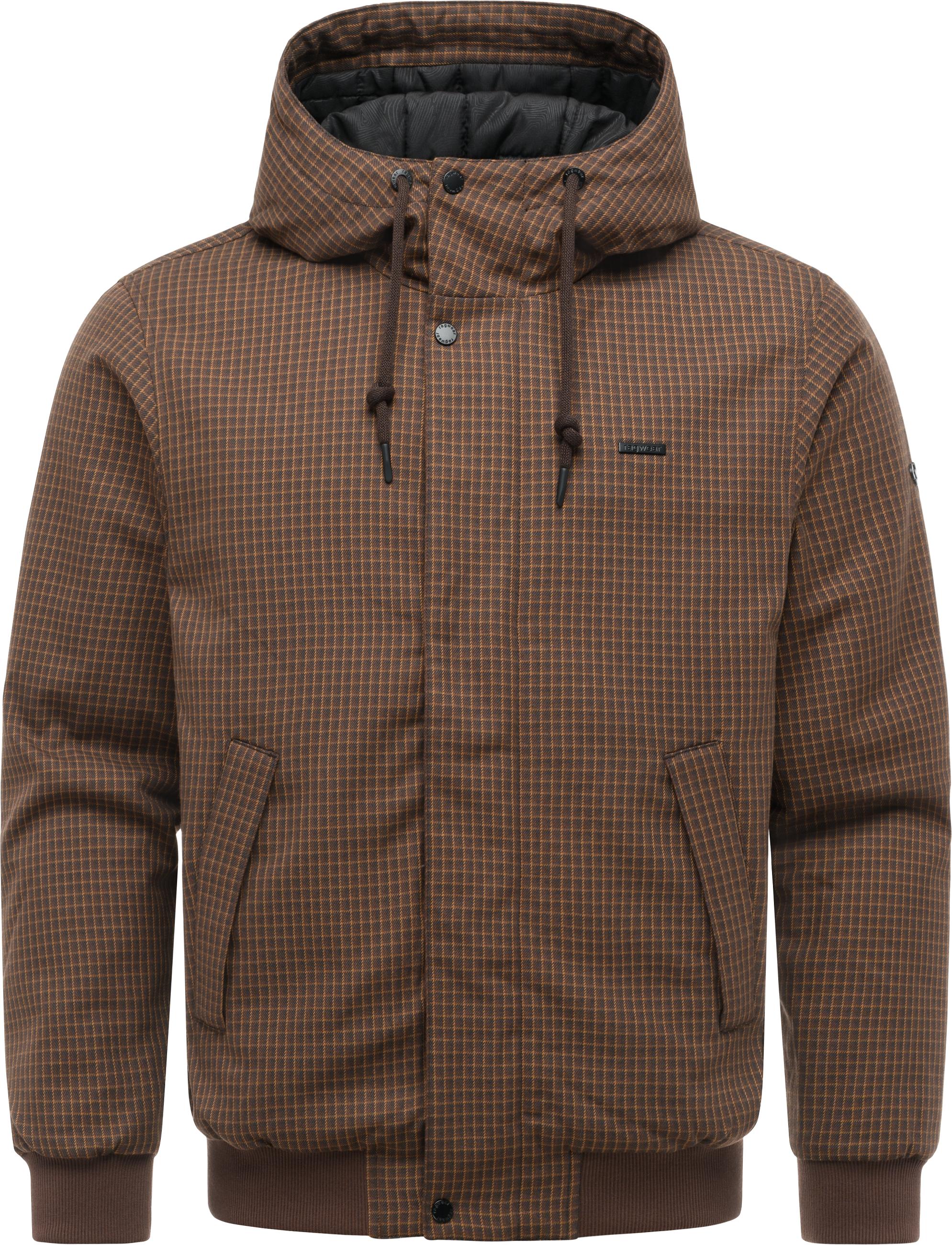 Warme Winter Jacke mit Karomuster "Docksid Y" Dark Brown