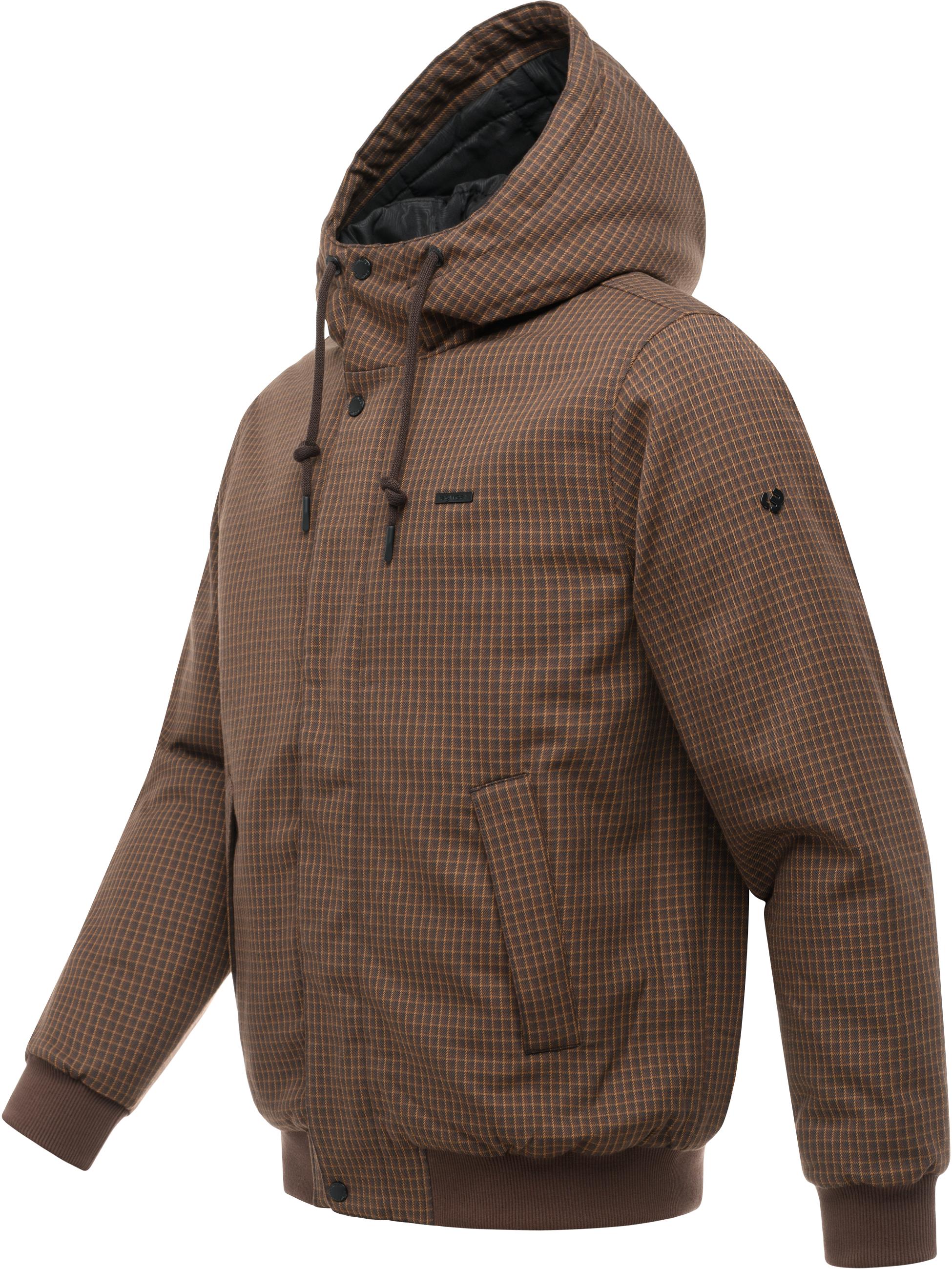 Warme Winter Jacke mit Karomuster "Docksid Y" Dark Brown