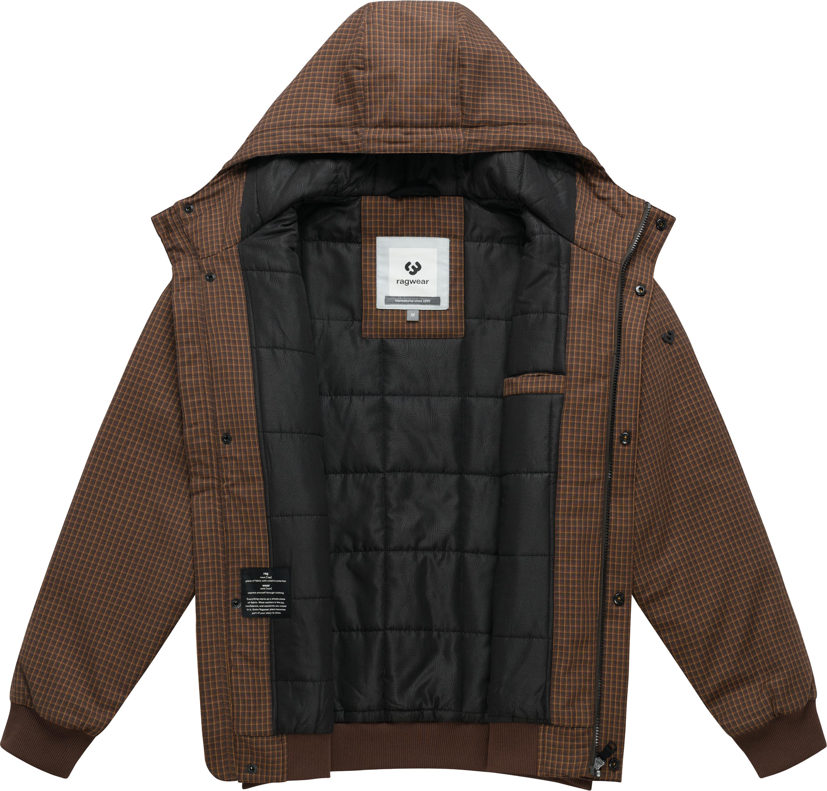 Warme Winter Jacke mit Karomuster "Docksid Y" Dark Brown