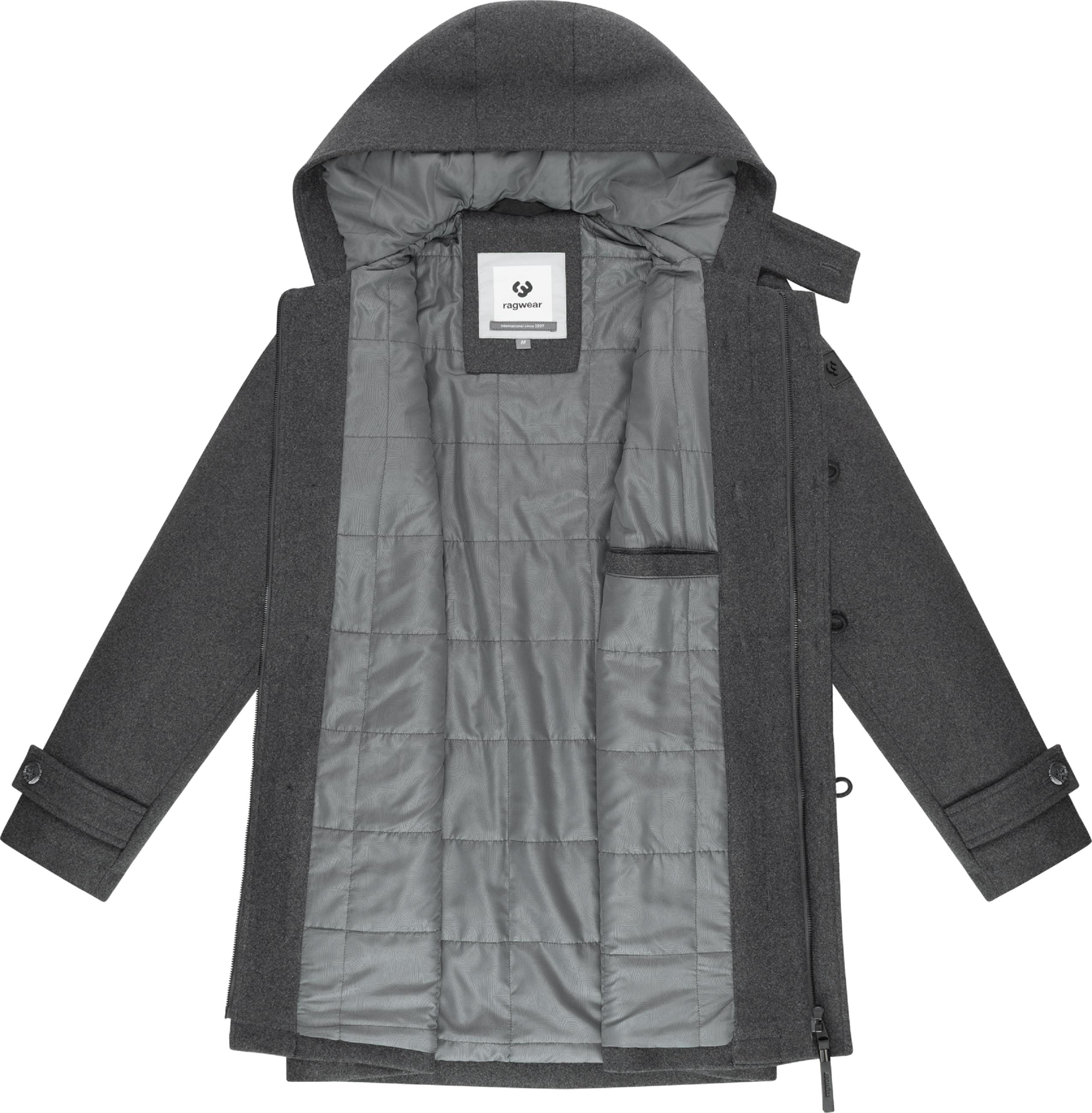 Winter Kurzmantel mit Kapuze "Duffie YOUMODO" Dark Grey