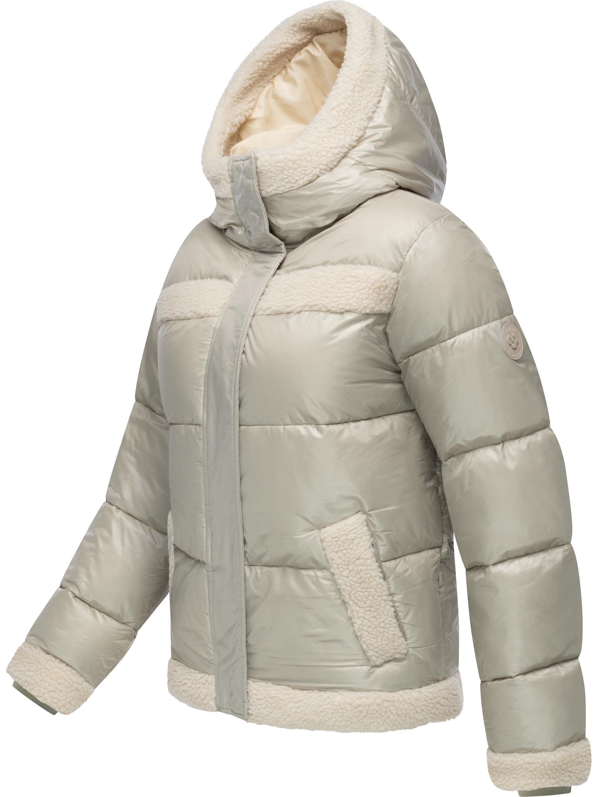 Winterjacke mit Teddy-Kunstfell-Details "Editah Shiny" Bone