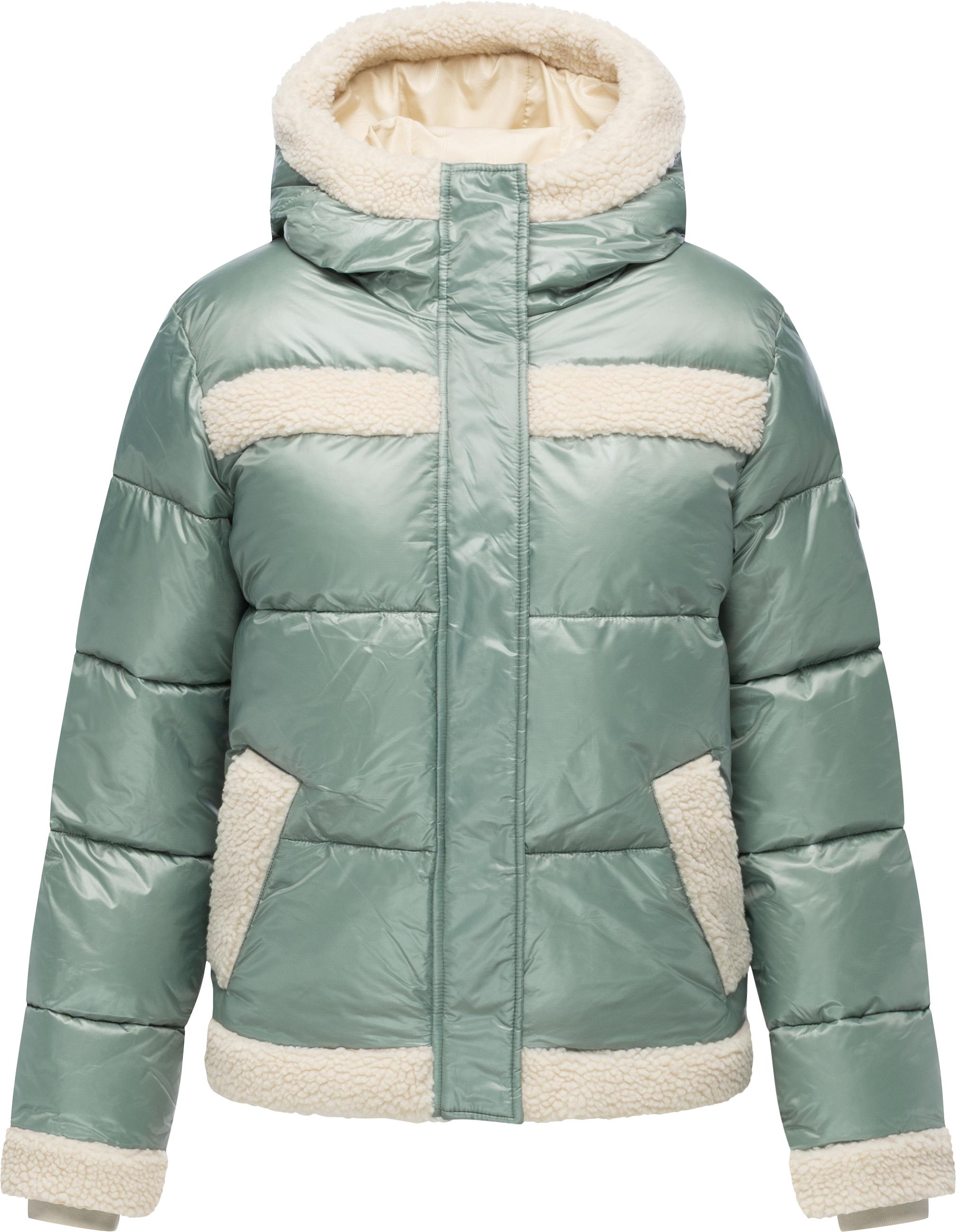 Winterjacke mit Teddy-Kunstfell-Details "Editah Shiny" Dusty Green