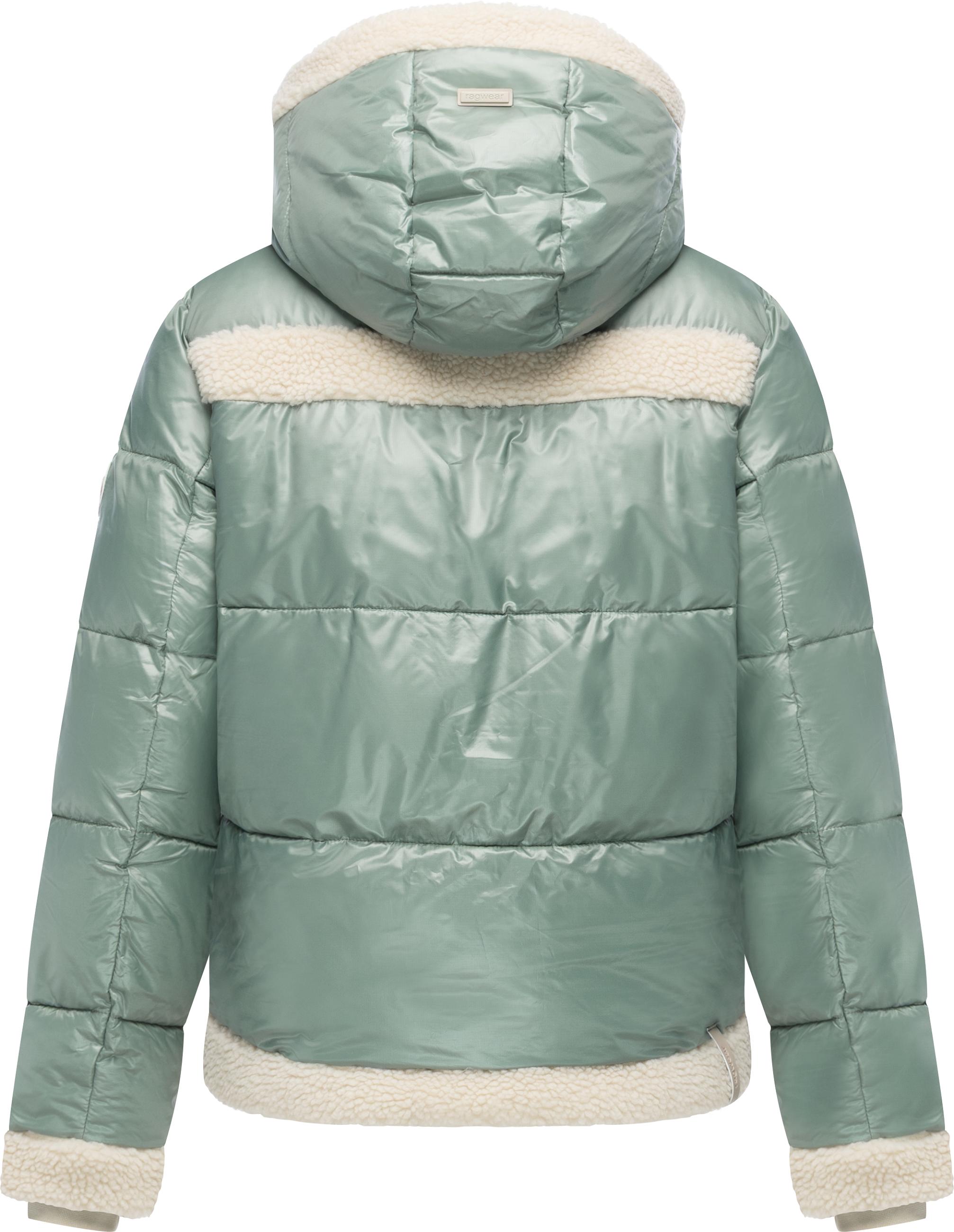 Winterjacke mit Teddy-Kunstfell-Details "Editah Shiny" Dusty Green