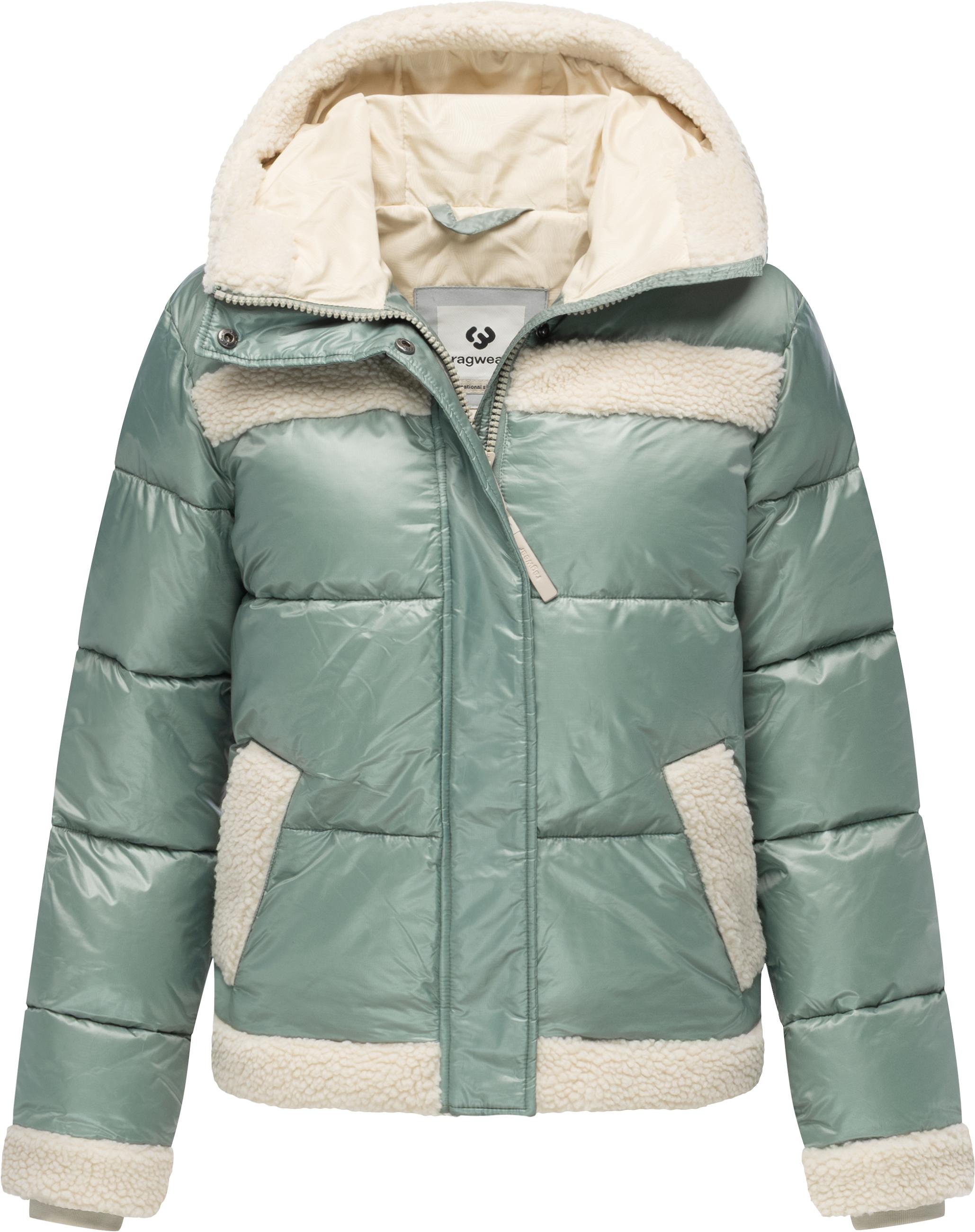 Winterjacke mit Teddy-Kunstfell-Details "Editah Shiny" Dusty Green