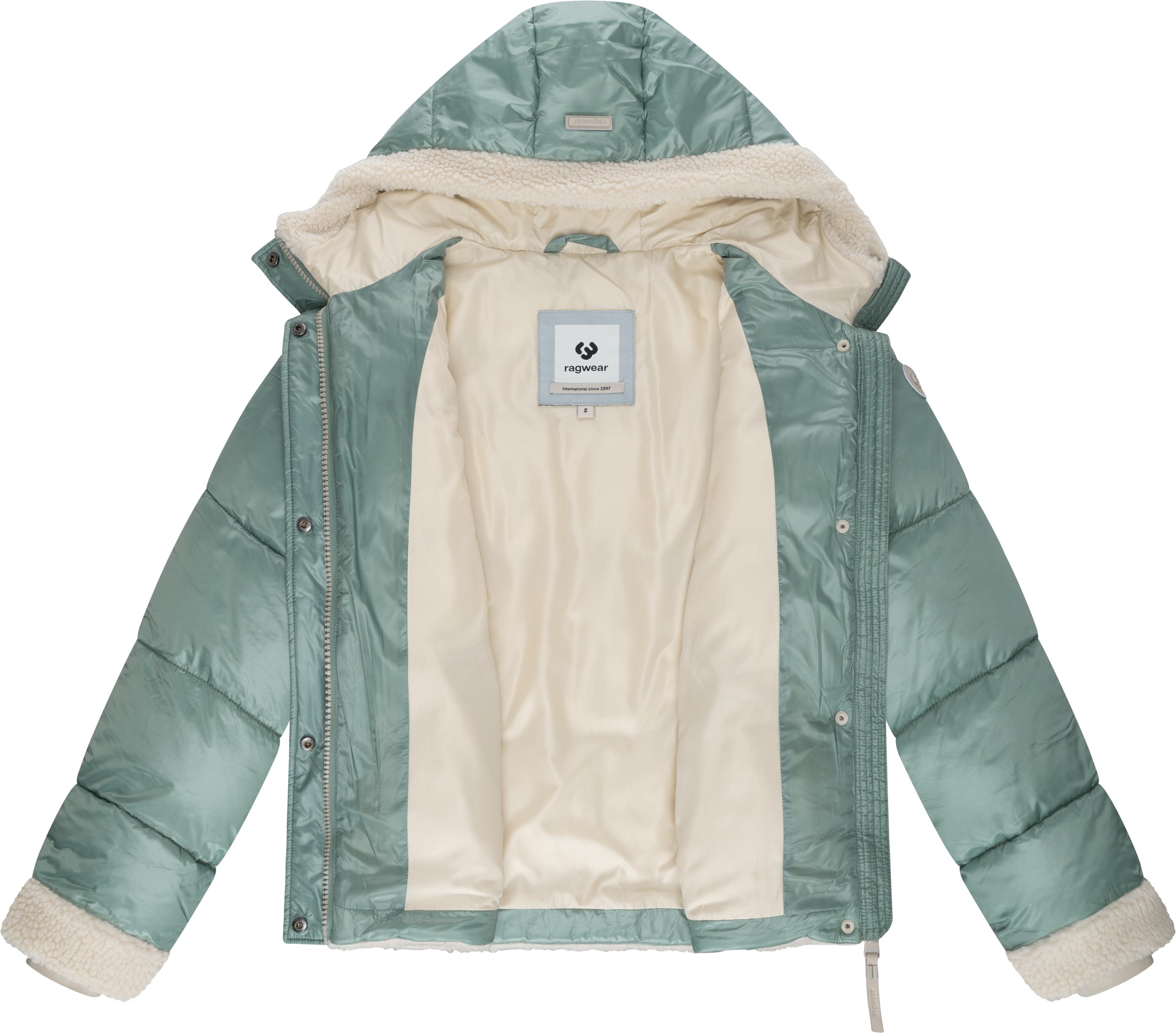 Winterjacke mit Teddy-Kunstfell-Details "Editah Shiny" Dusty Green