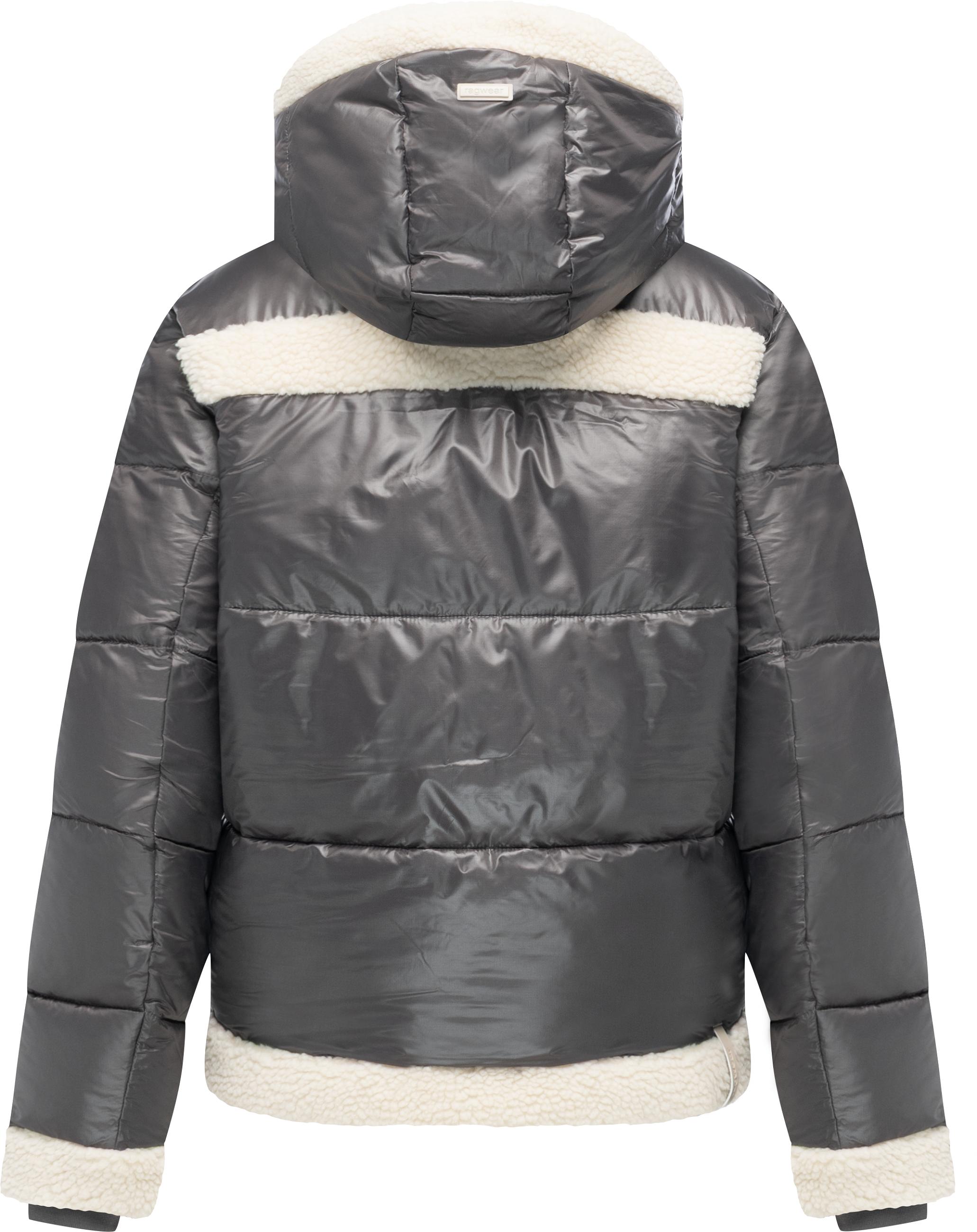 Winterjacke mit Teddy-Kunstfell-Details "Editah Shiny" Stone Grey