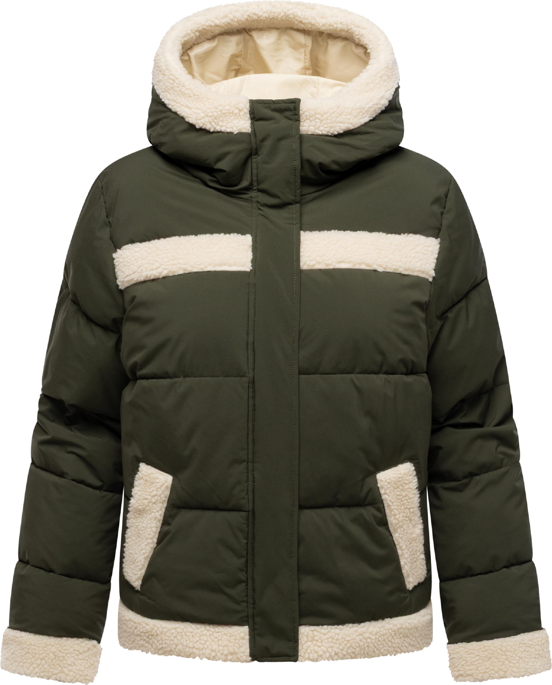 Winterjacke mit Teddyfell-Details "Editah" Dark Olive