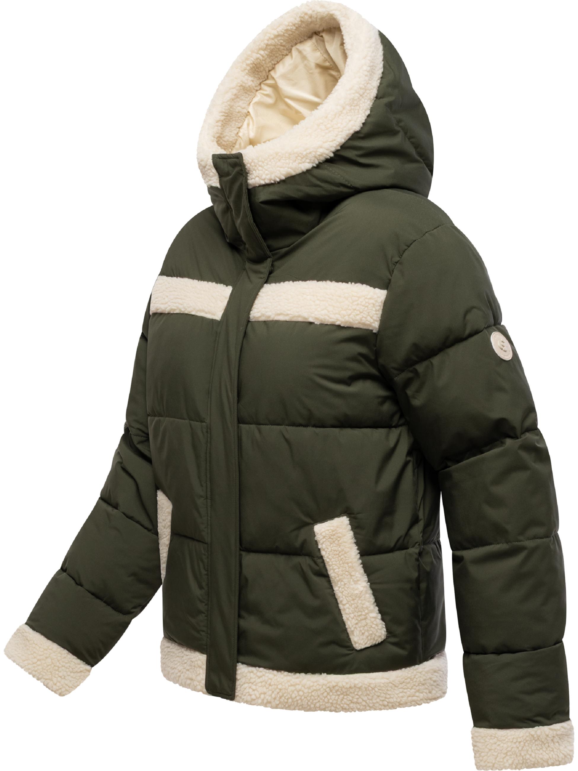 Winterjacke mit Teddyfell-Details "Editah" Dark Olive