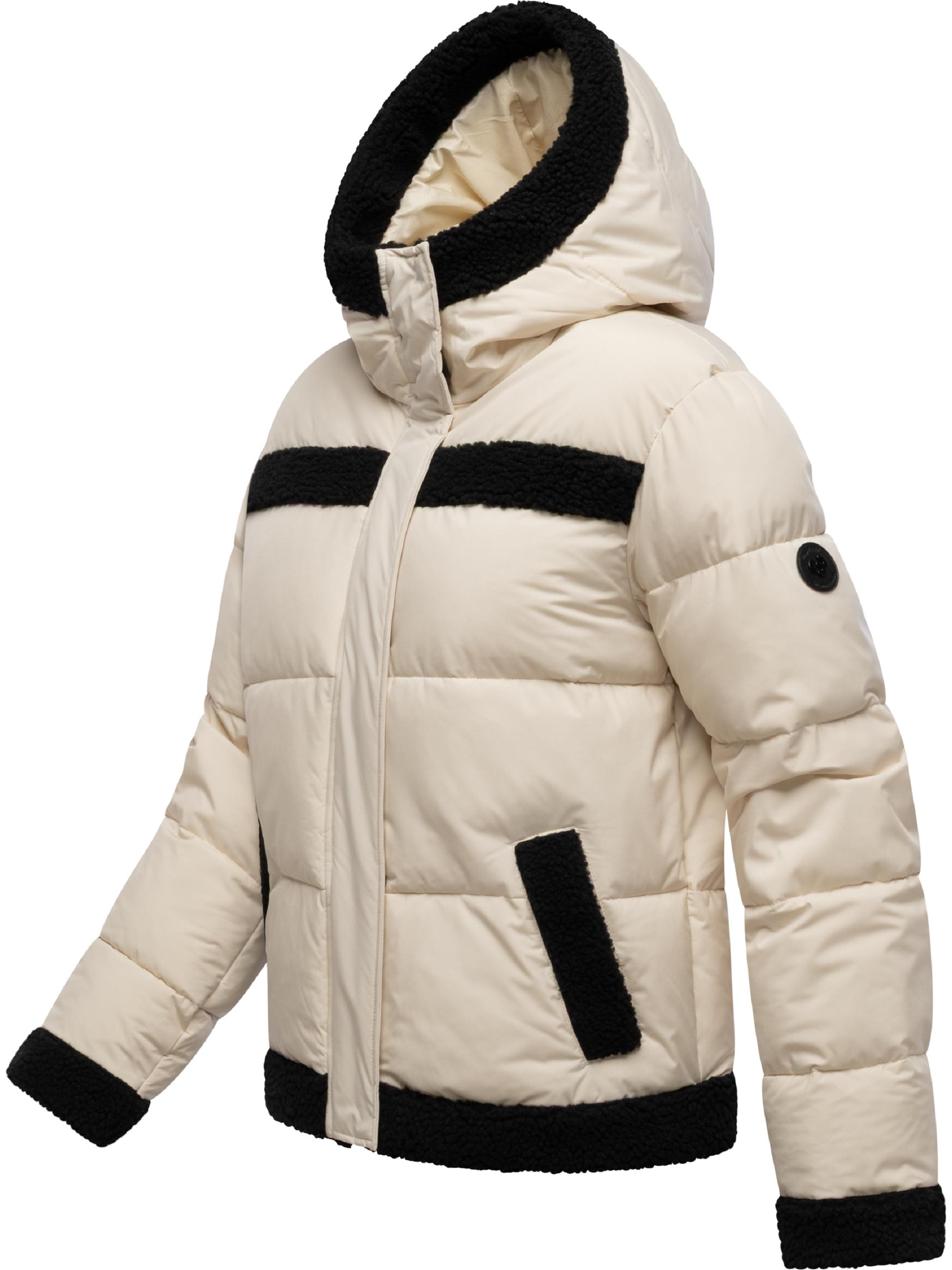 Winterjacke mit Teddyfell-Details "Editah" Ecru