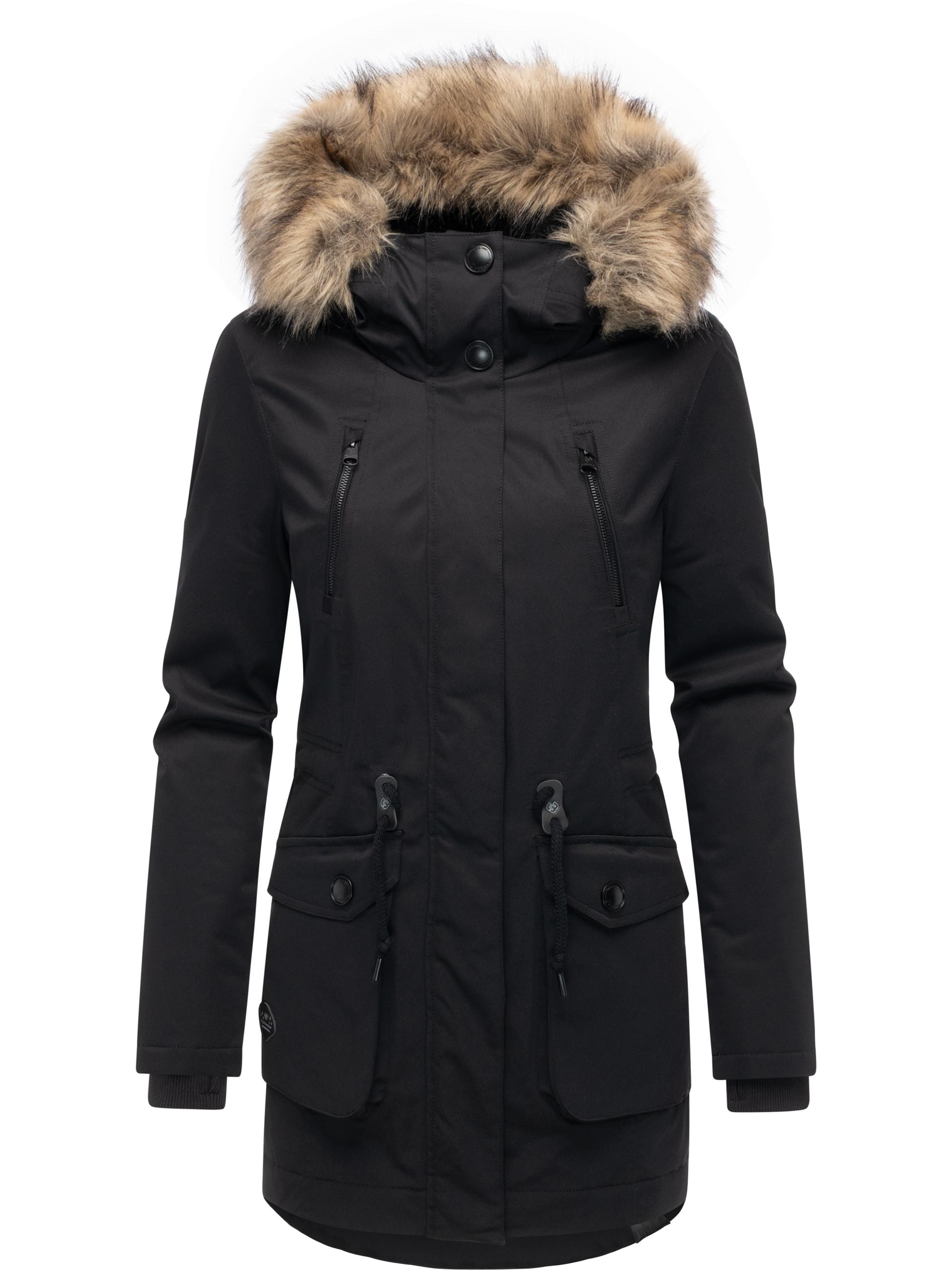 Winterparka mit (abnehmbarem) Kunstfell "Ellsa B YOUMODO" Black