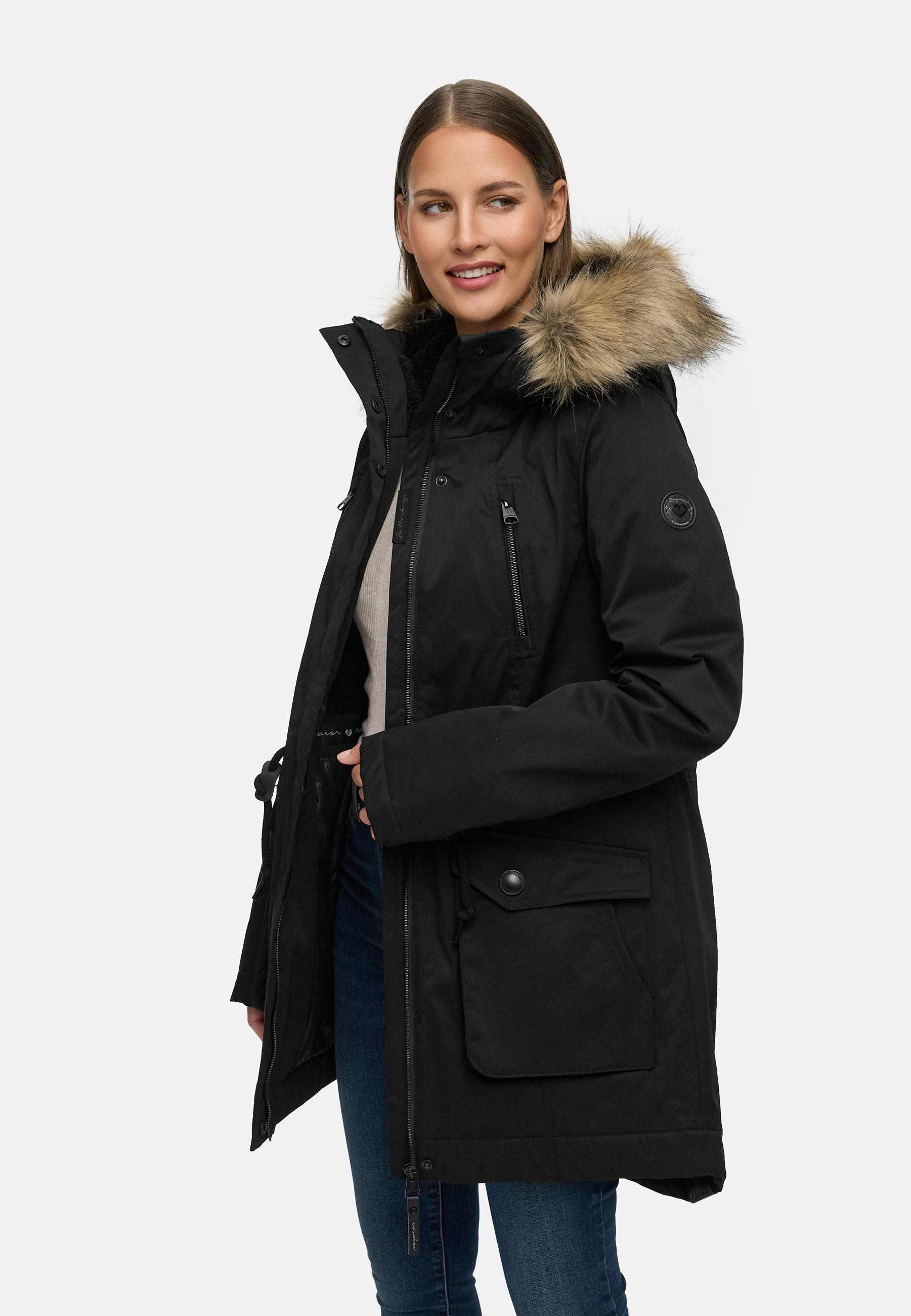 Winterparka mit (abnehmbarem) Kunstfell "Ellsa B YOUMODO" Black