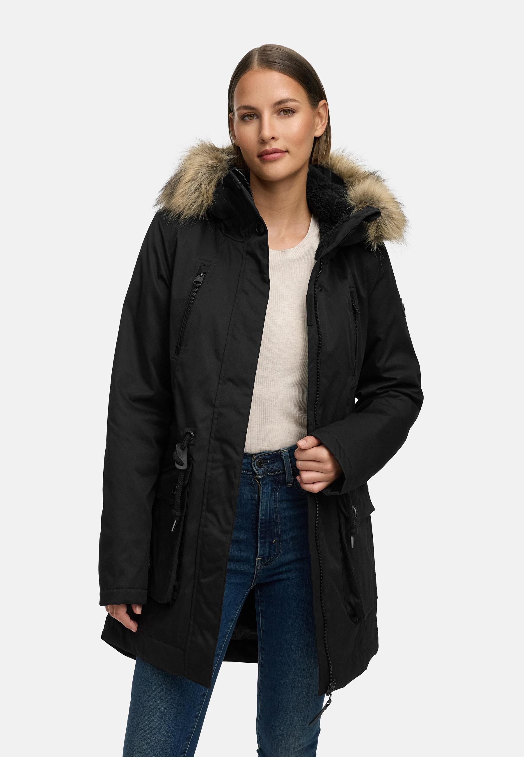Winterparka mit (abnehmbarem) Kunstfell "Ellsa B YOUMODO" Black