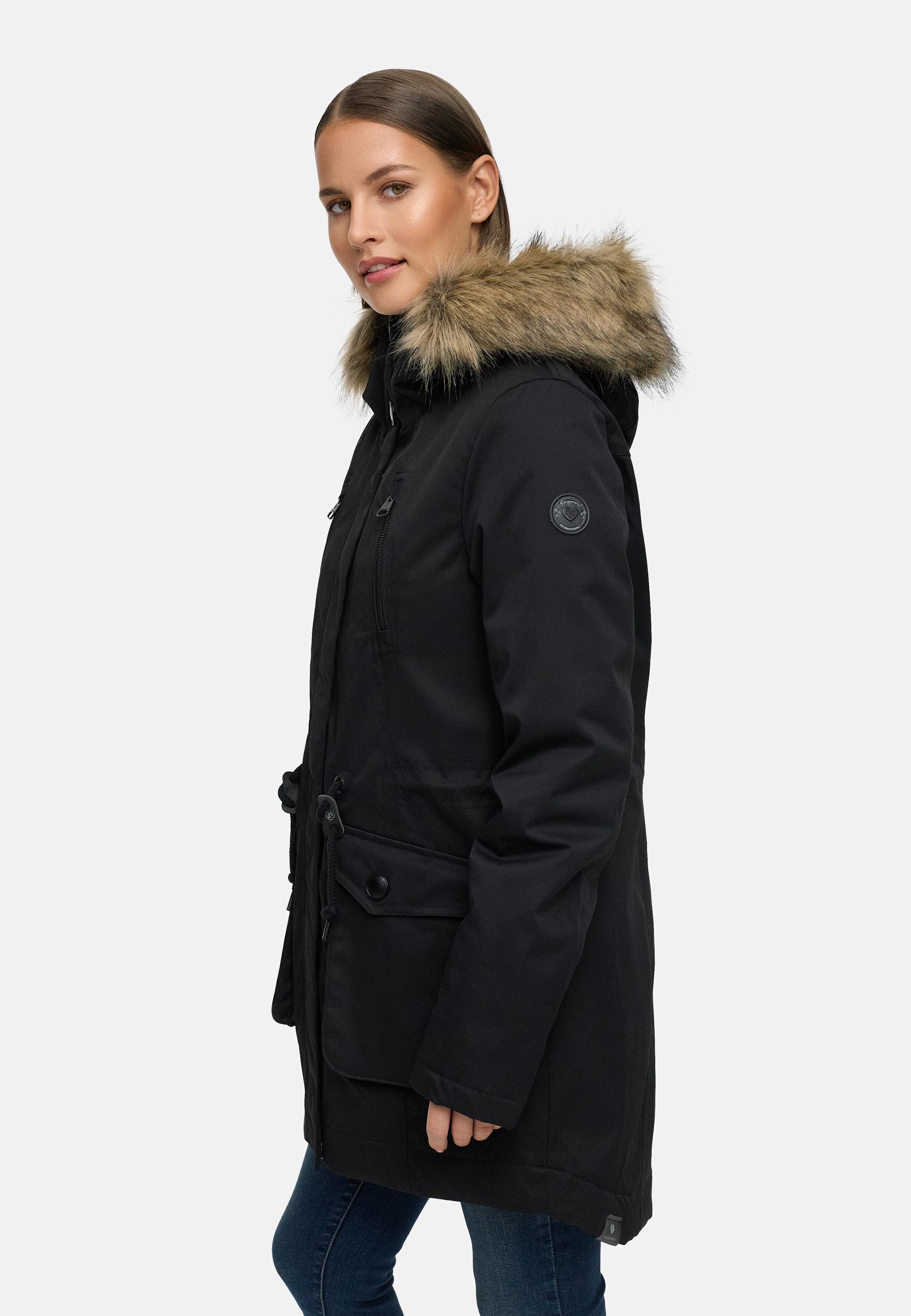 Winterparka mit (abnehmbarem) Kunstfell "Ellsa B YOUMODO" Black