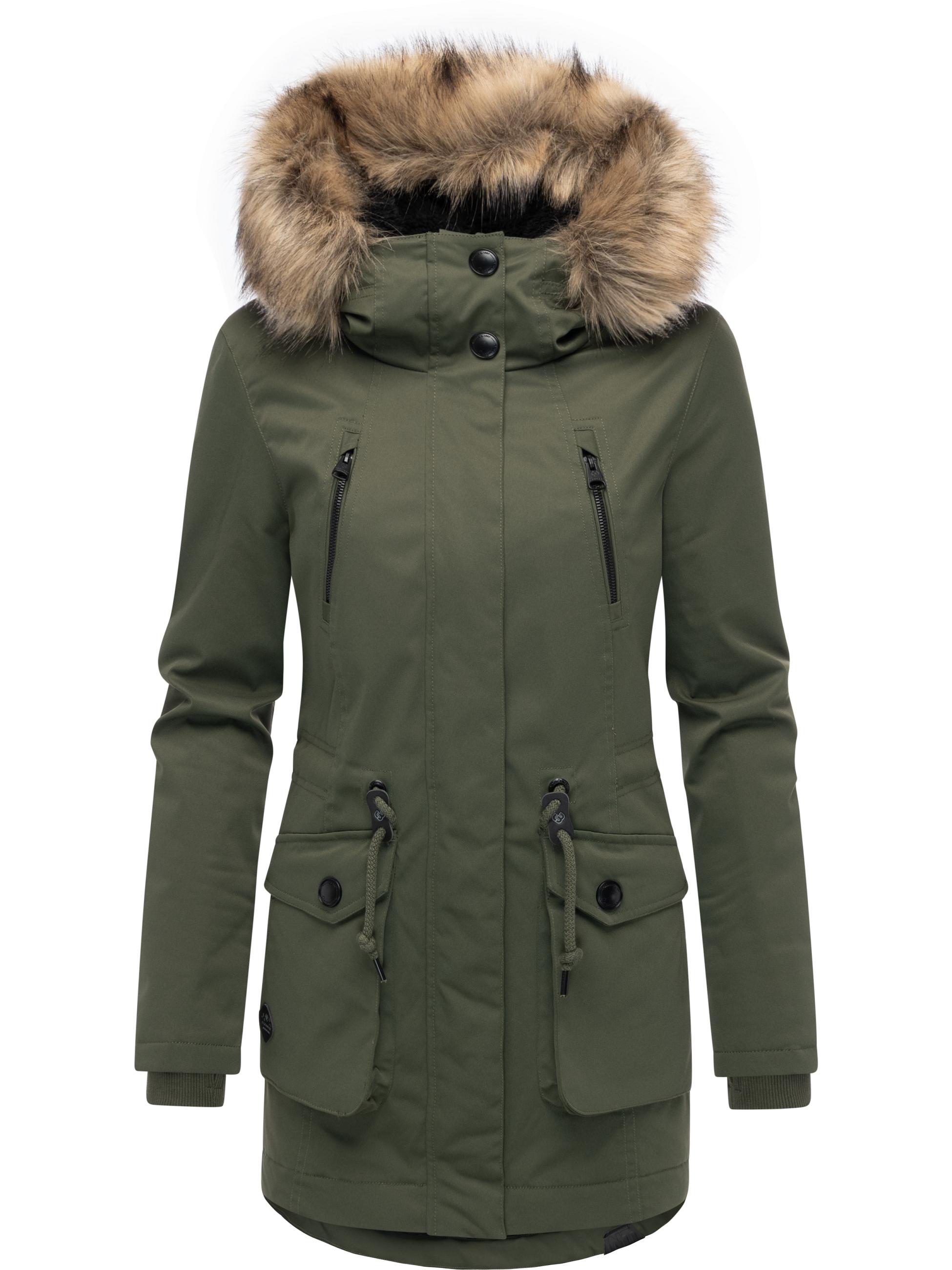 Winterparka mit (abnehmbarem) Kunstfell "Ellsa B YOUMODO" Dark Olive