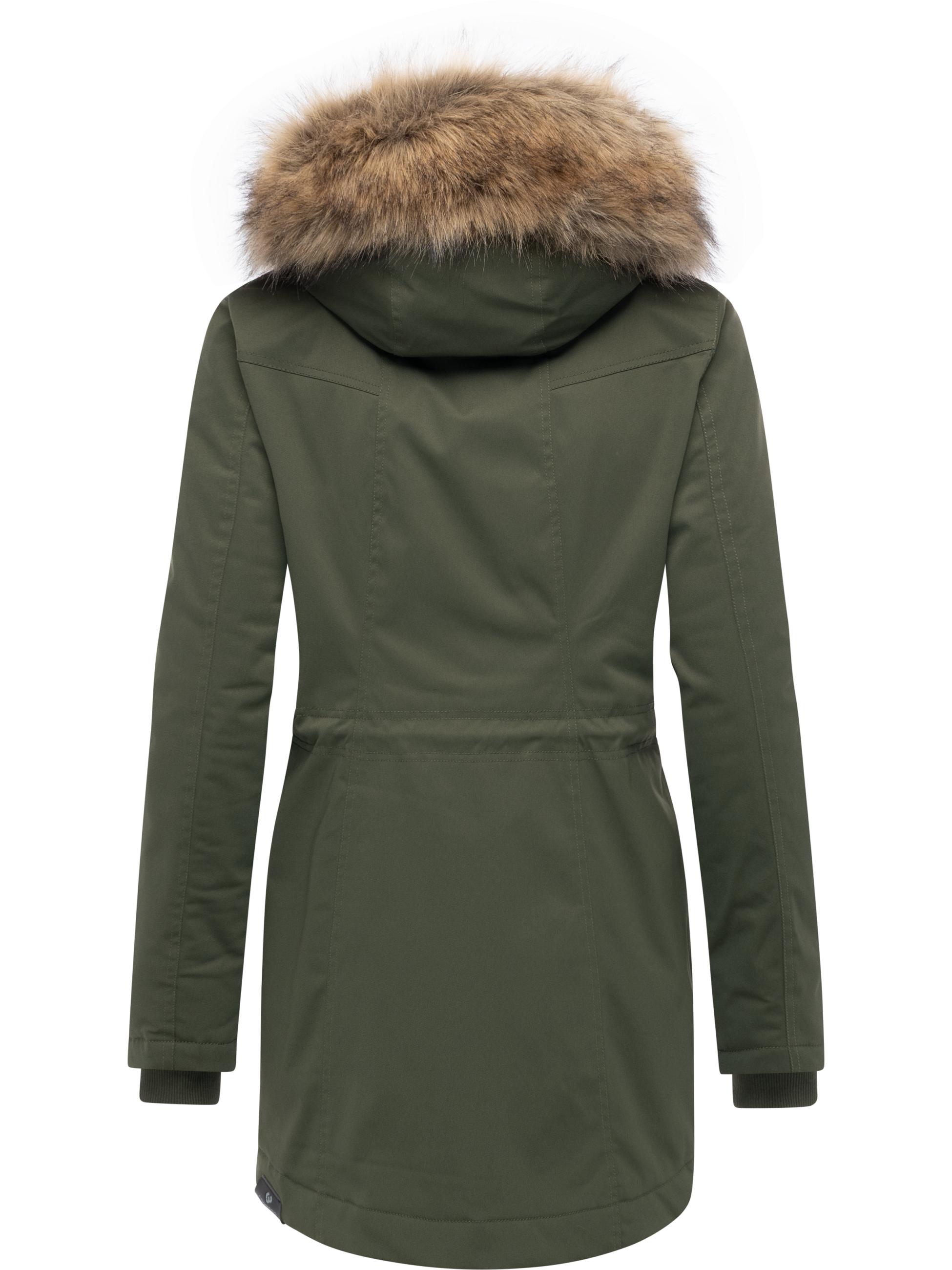 Winterparka mit (abnehmbarem) Kunstfell "Ellsa B YOUMODO" Dark Olive