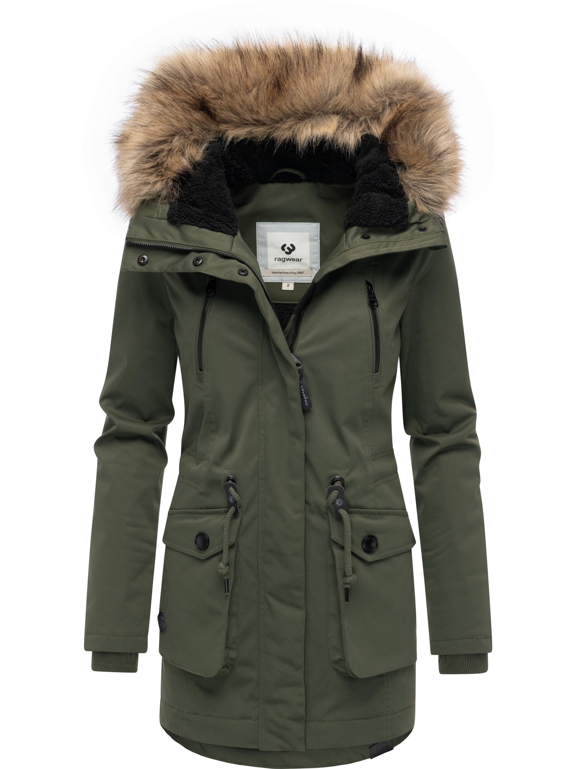 Winterparka mit (abnehmbarem) Kunstfell "Ellsa B YOUMODO" Dark Olive