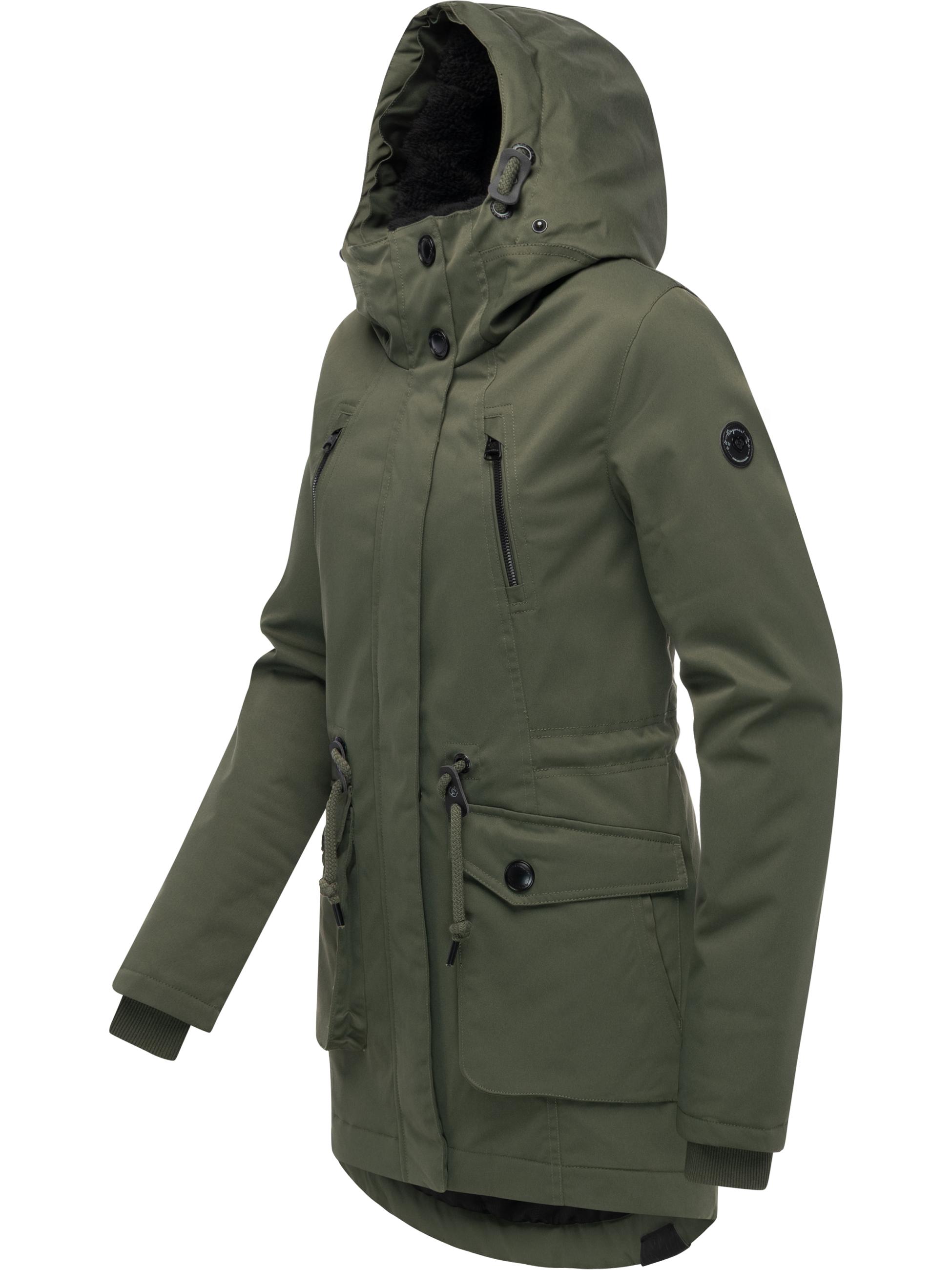 Winterparka mit (abnehmbarem) Kunstfell "Ellsa B YOUMODO" Dark Olive