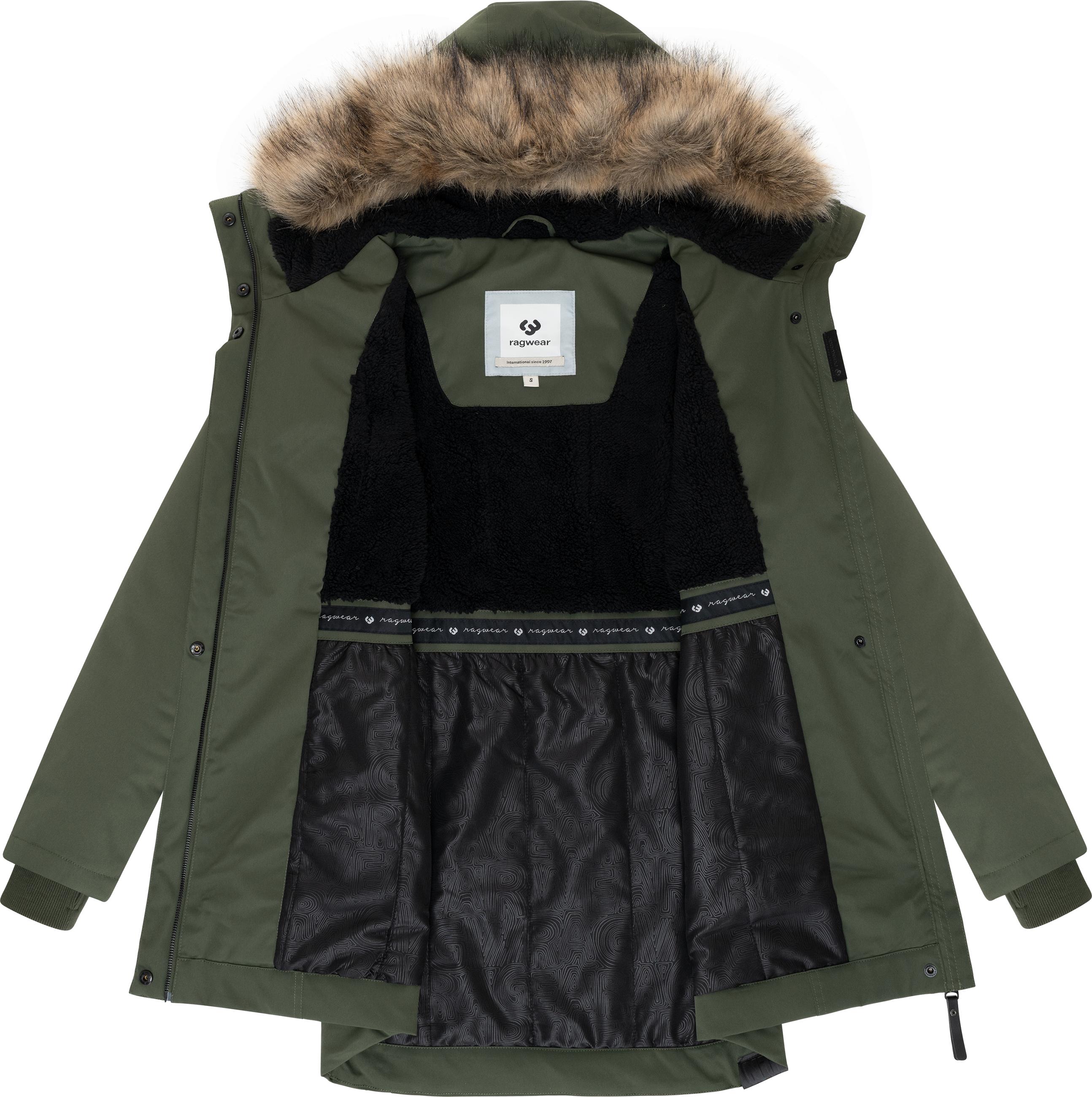 Winterparka mit (abnehmbarem) Kunstfell "Ellsa B YOUMODO" Dark Olive