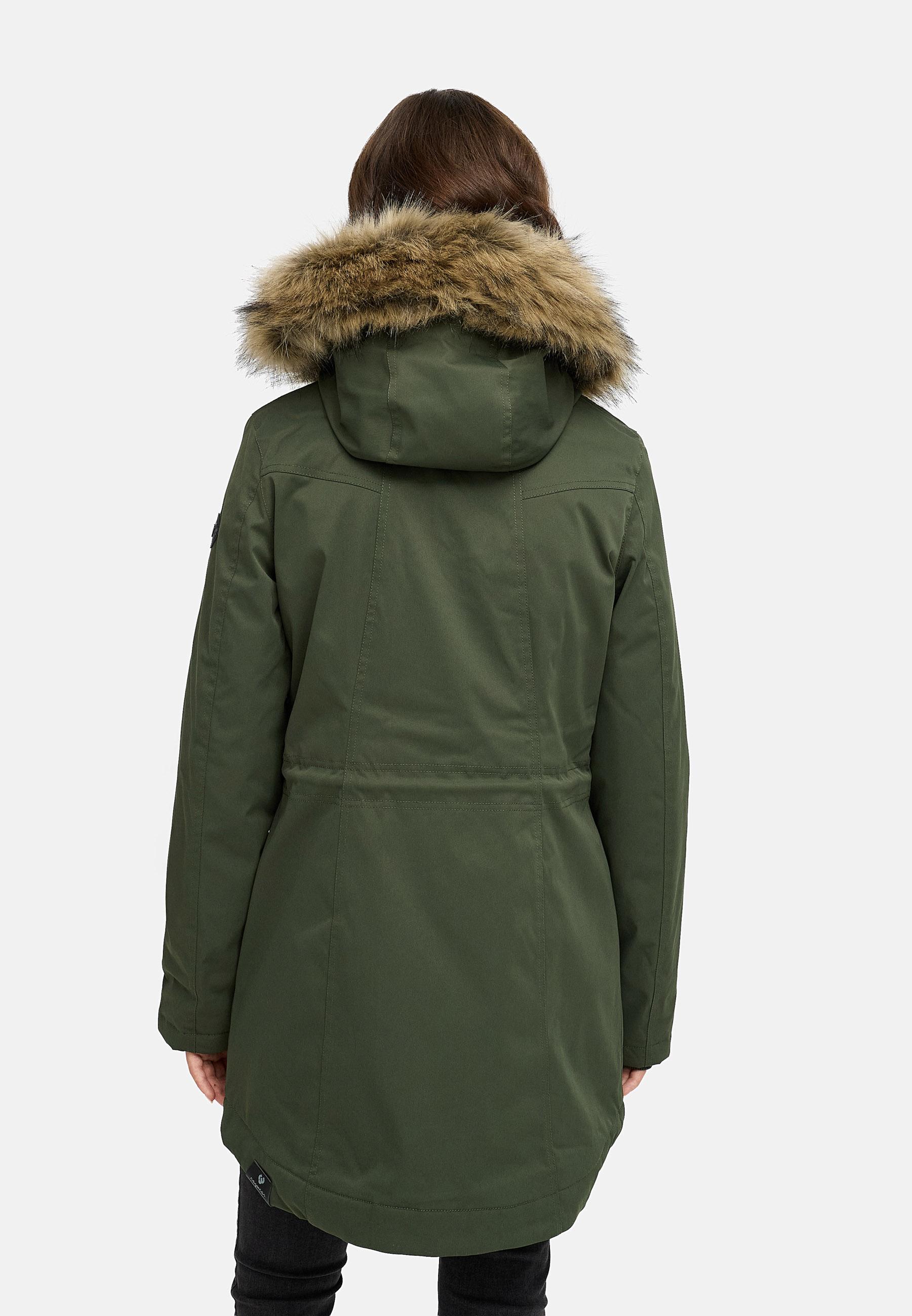 Winterparka mit (abnehmbarem) Kunstfell "Ellsa B YOUMODO" Dark Olive