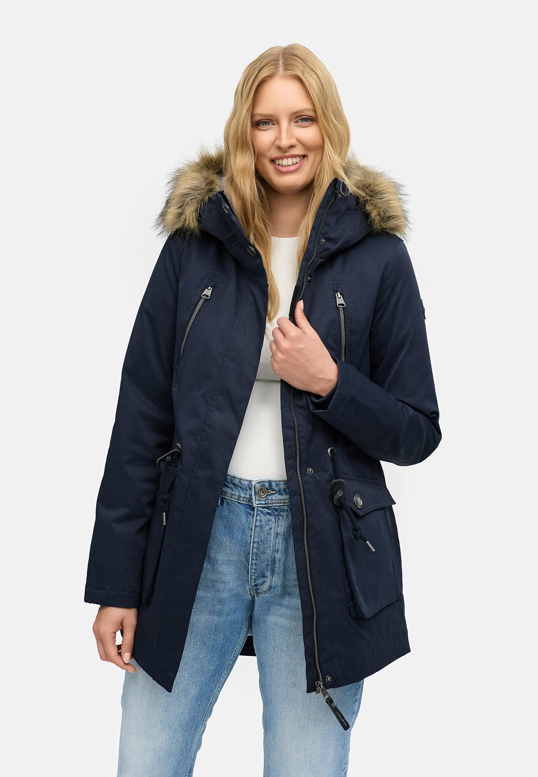 Winterparka mit (abnehmbarem) Kunstfell "Ellsa B YOUMODO" Navy