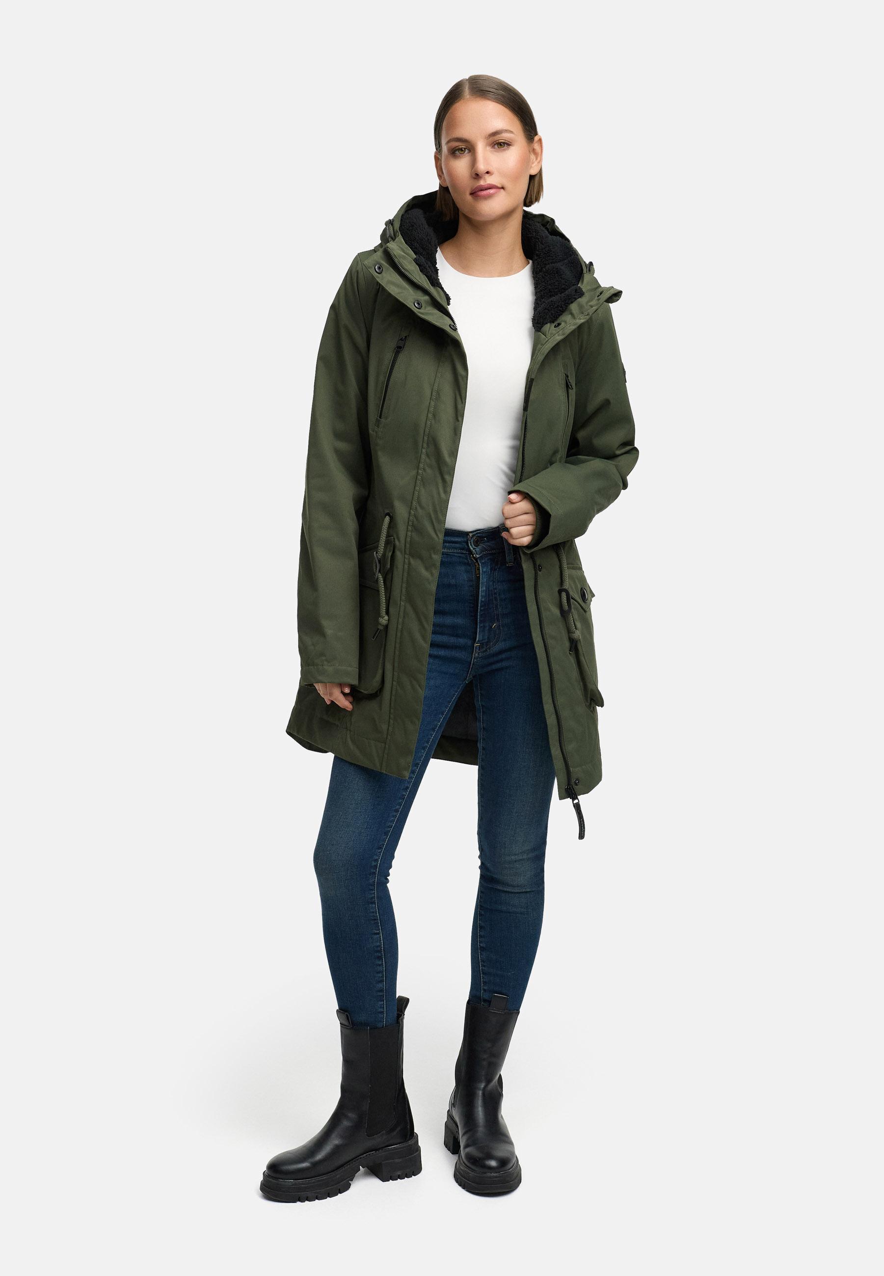 Winterparka mit auffälligen Taillenkordeln "Ellsa YOUMODO" Dark Olive