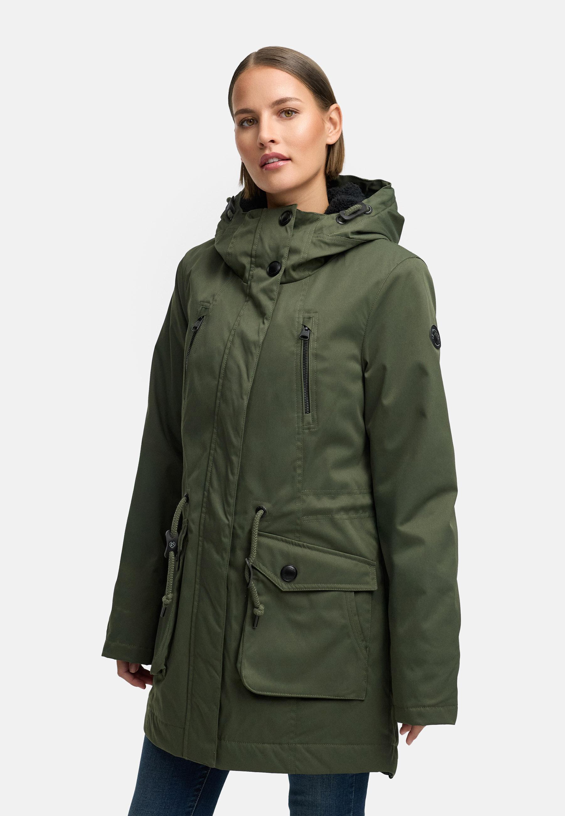 Winterparka mit auffälligen Taillenkordeln "Ellsa YOUMODO" Dark Olive