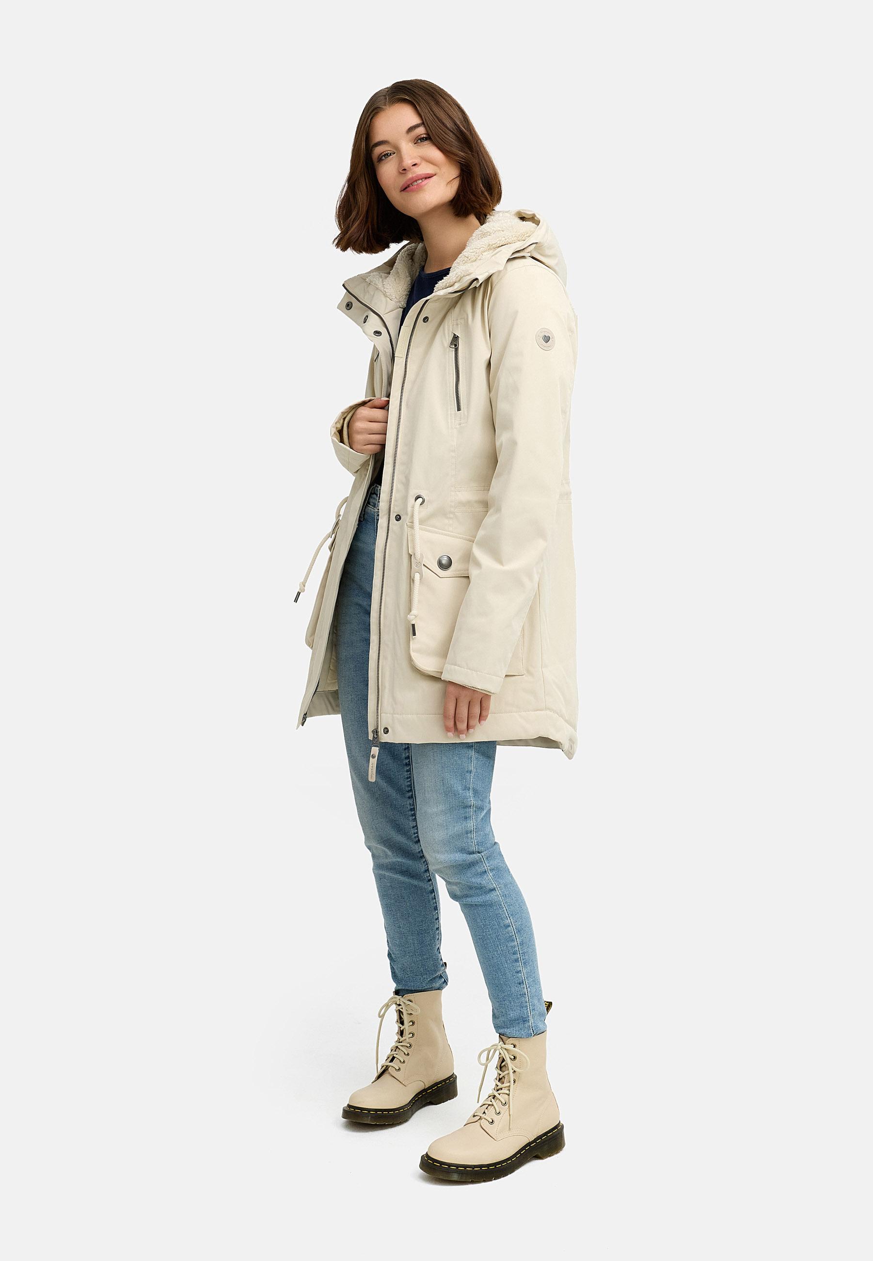 Winterparka mit auffälligen Taillenkordeln "Ellsa YOUMODO" Ecru