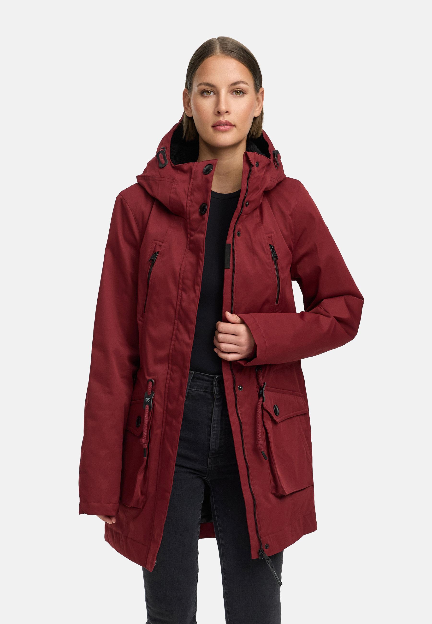 Winterparka mit auffälligen Taillenkordeln "Ellsa YOUMODO" Wine Red