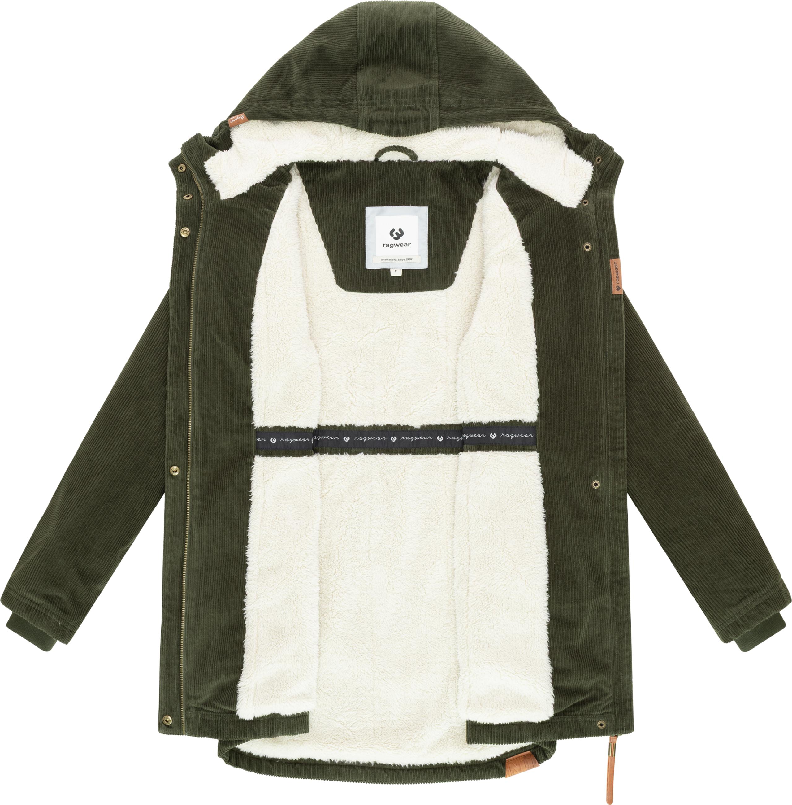 wasserdichter Winterparka aus Cord-Material "Ellsie Cordy YOUMODO" Dark Olive