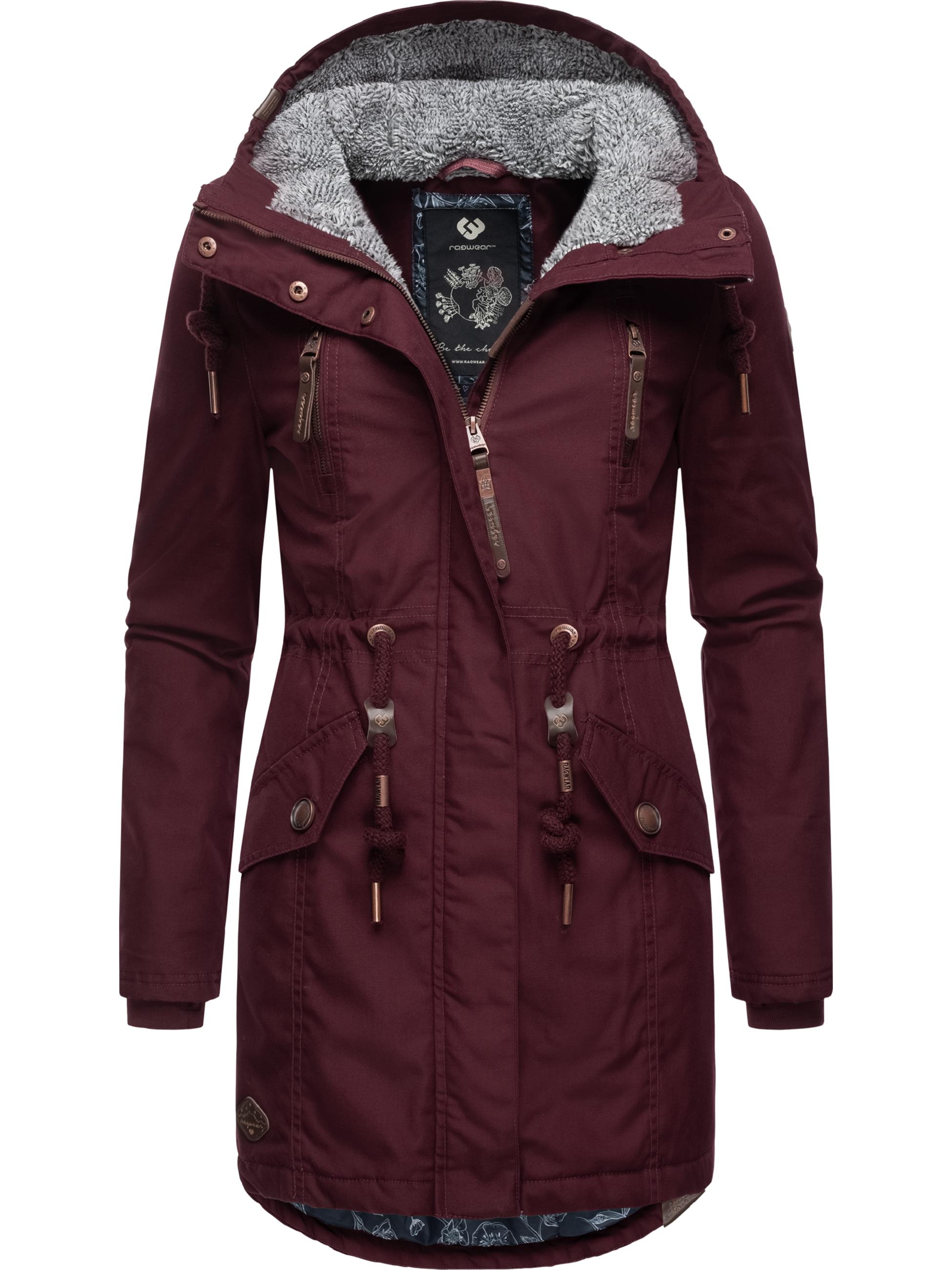 Winterparka mit Teddyfell Kapuze "Elsie" Wine Red022