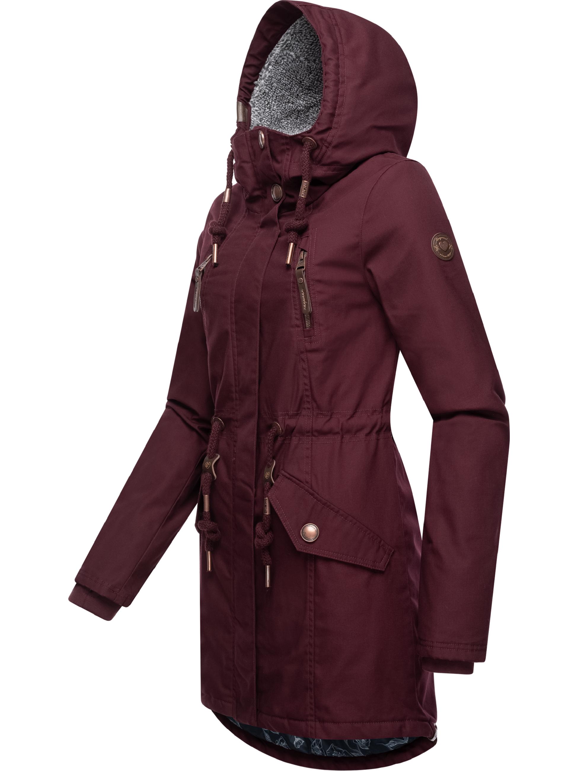 Winterparka mit Teddyfell Kapuze "Elsie" Wine Red022