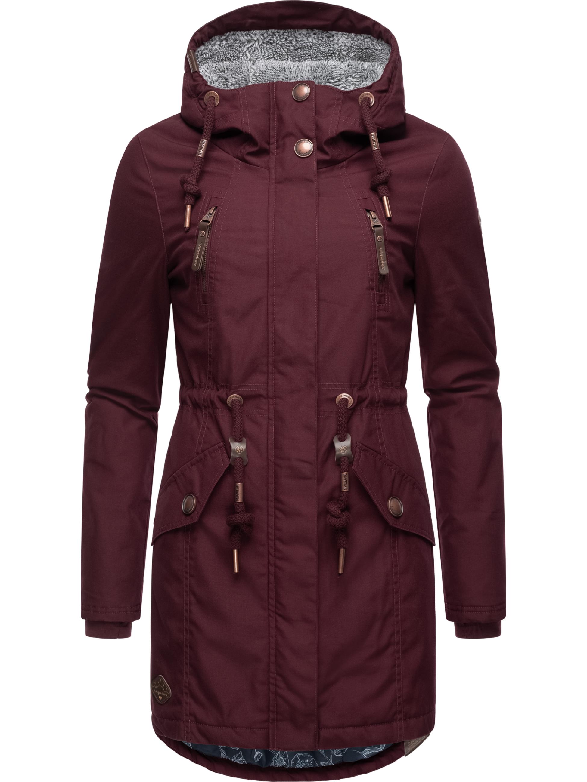 Winterparka mit Teddyfell Kapuze "Elsie" Wine Red022