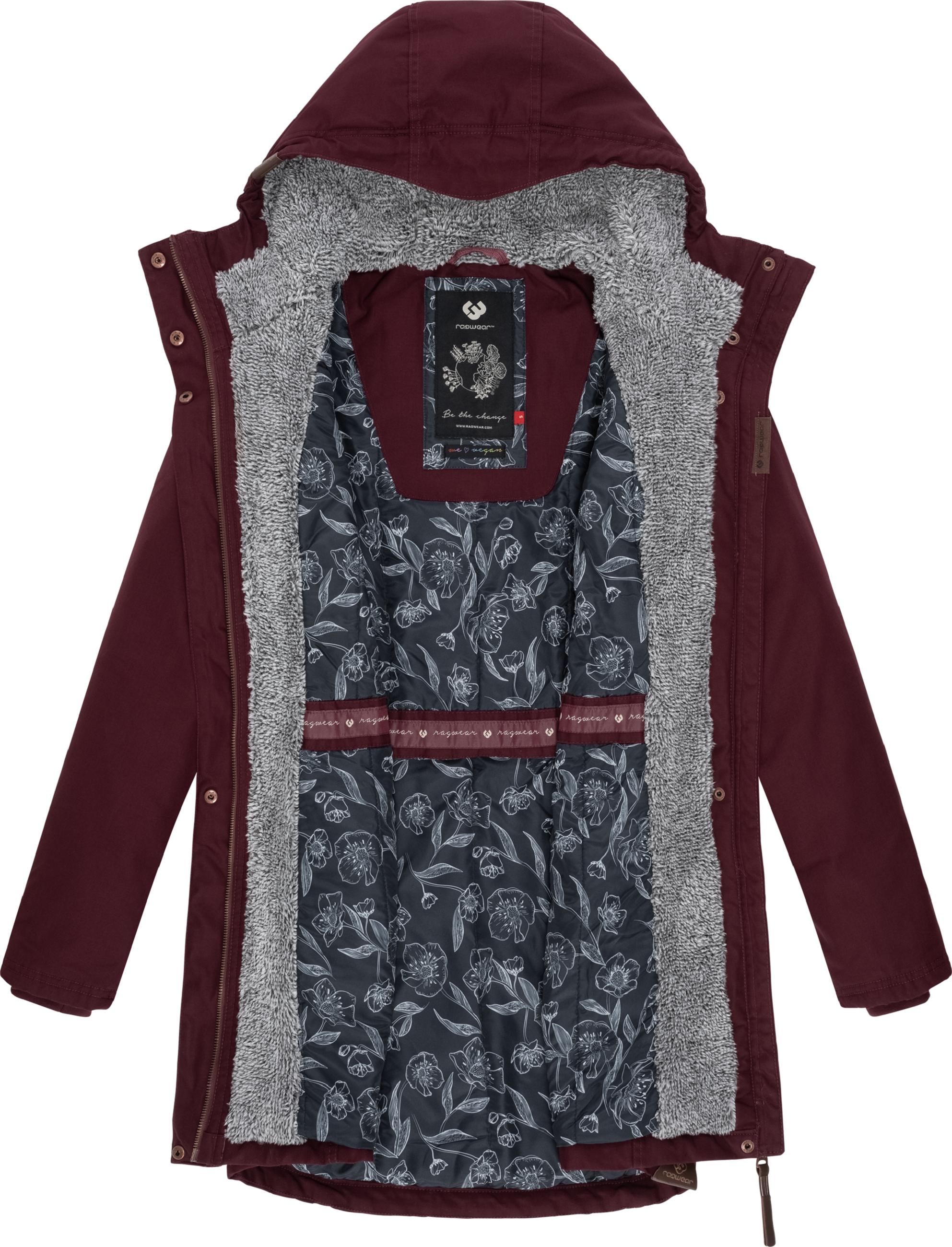 Winterparka mit Teddyfell Kapuze "Elsie" Wine Red022