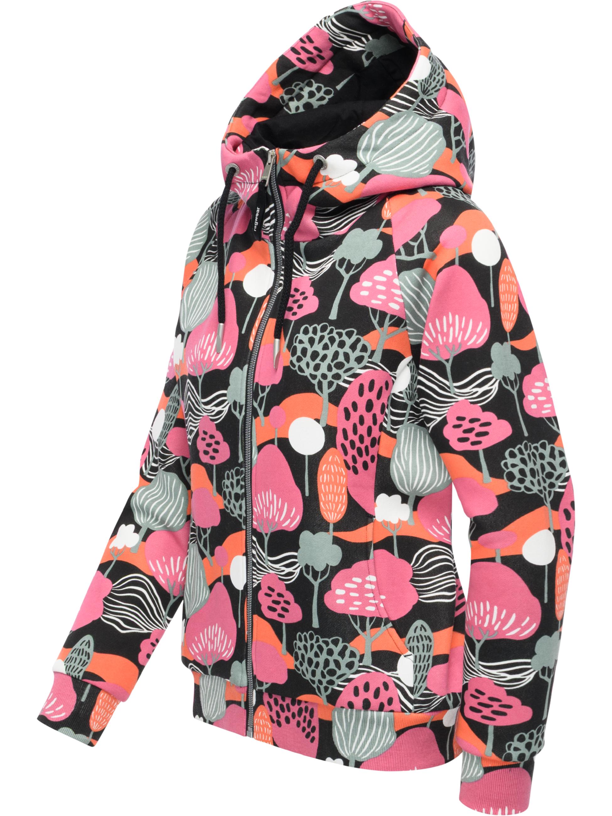 gemusterte Sweatjacke "Fllawia Print" Black