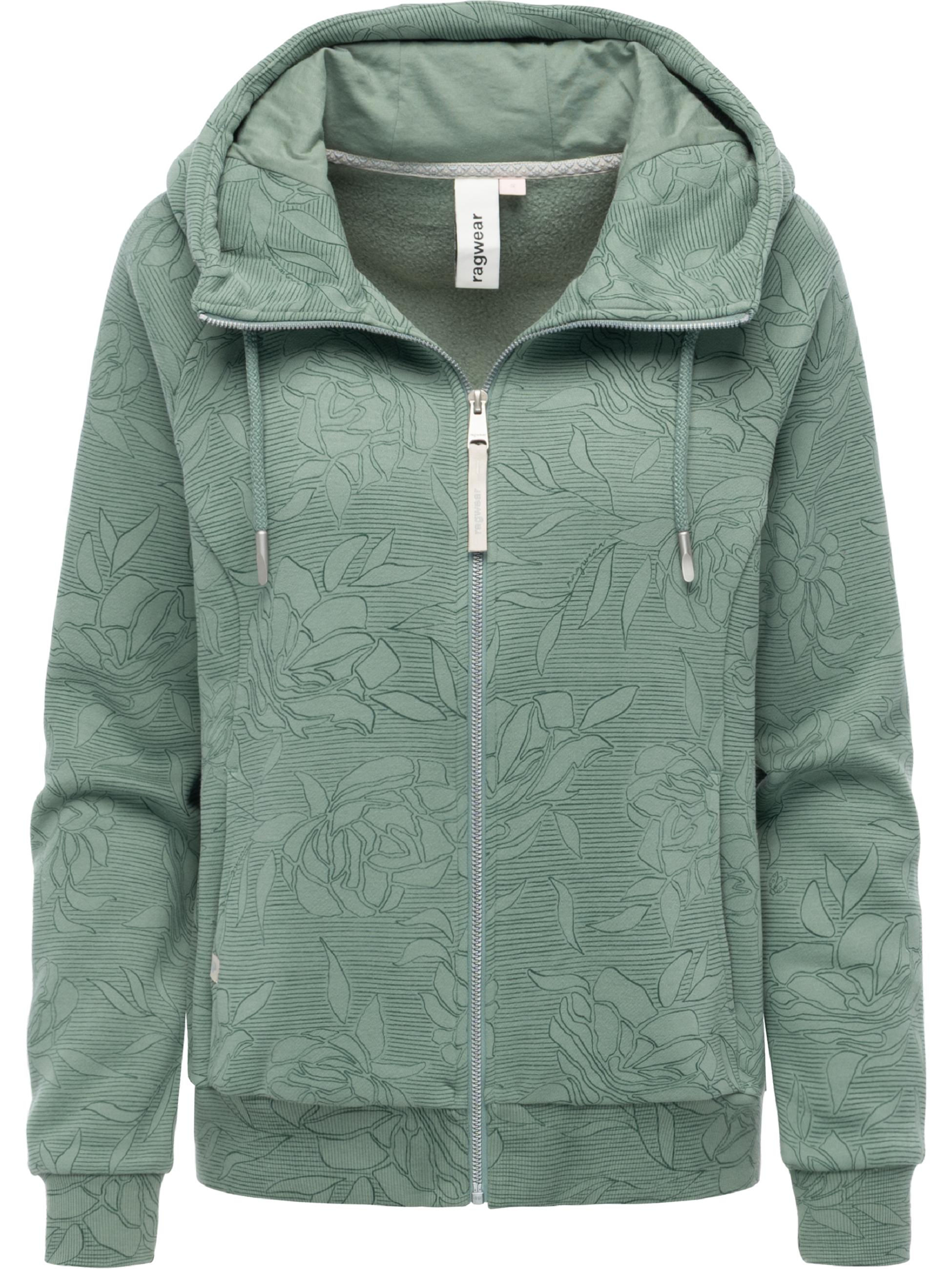 gemusterte Sweatjacke "Fllawia Print" Dusty Green