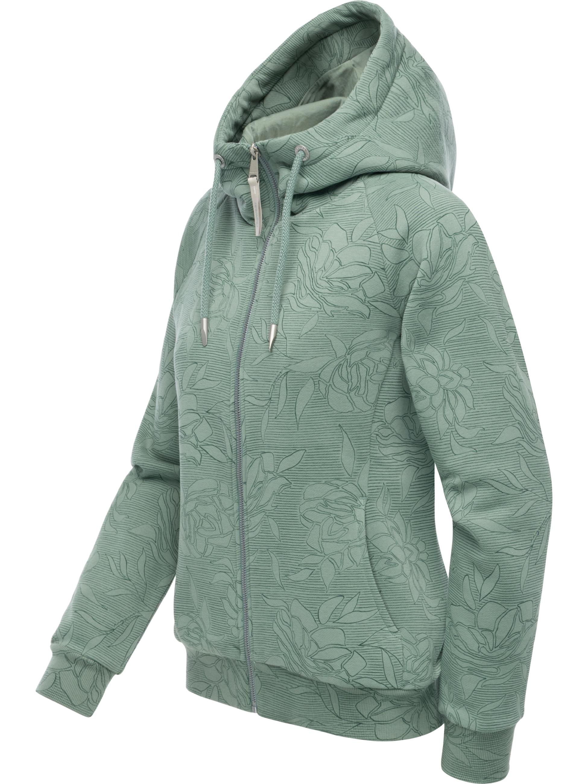 gemusterte Sweatjacke "Fllawia Print" Dusty Green