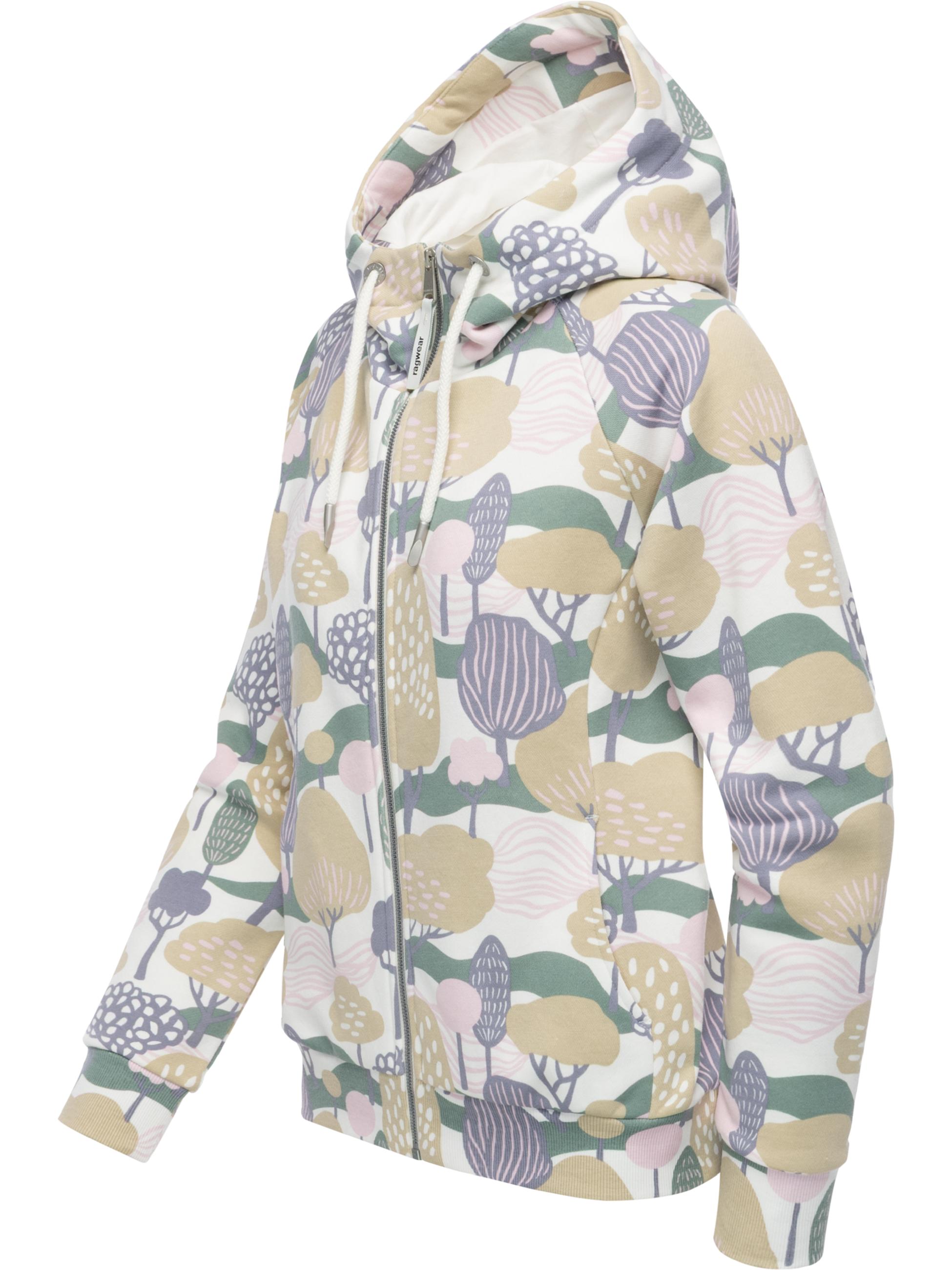 gemusterte Sweatjacke "Fllawia Print" Ivory