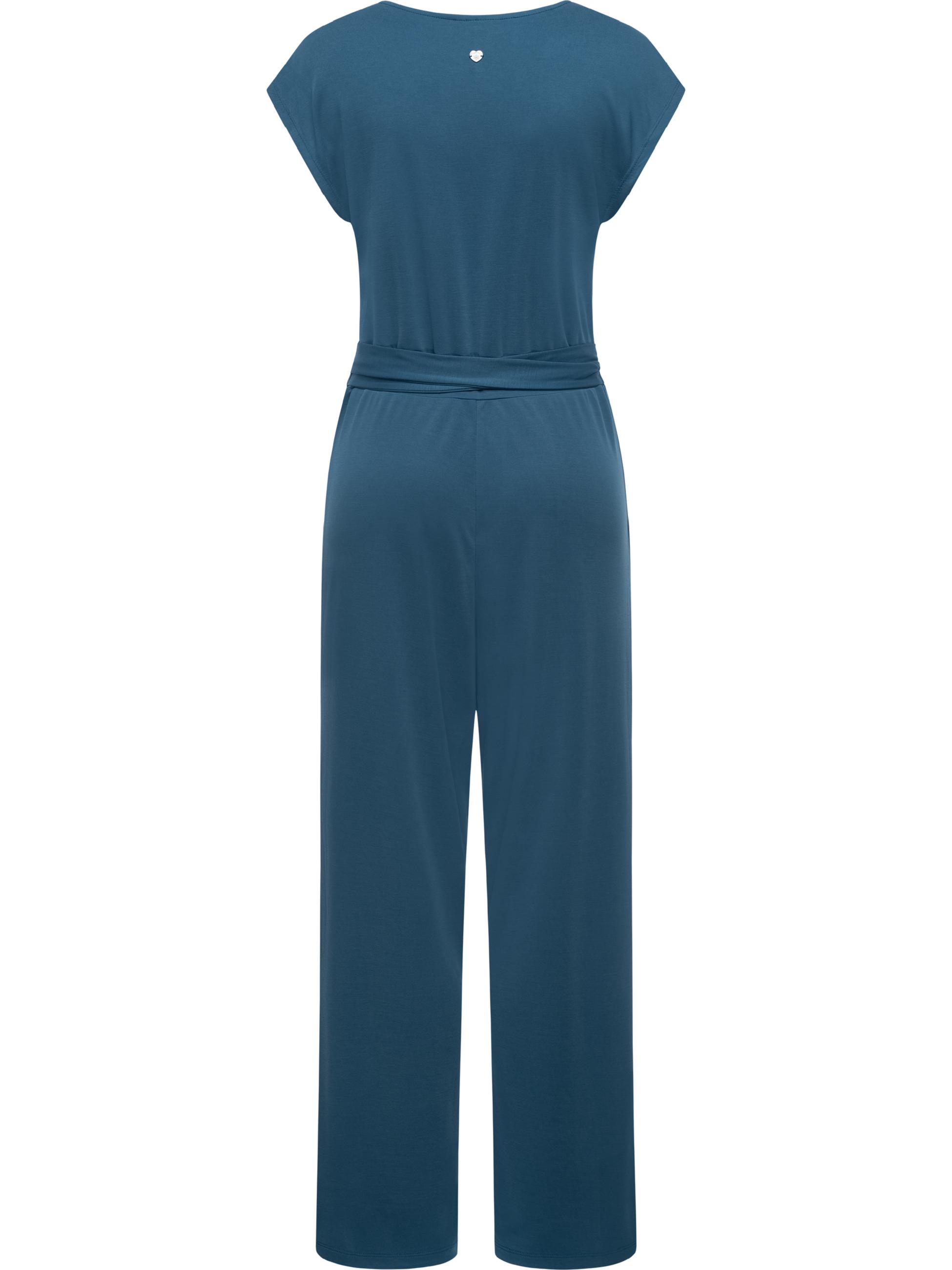 Langer Jumpsuit in Wickeloptik "Goldea" Petrol