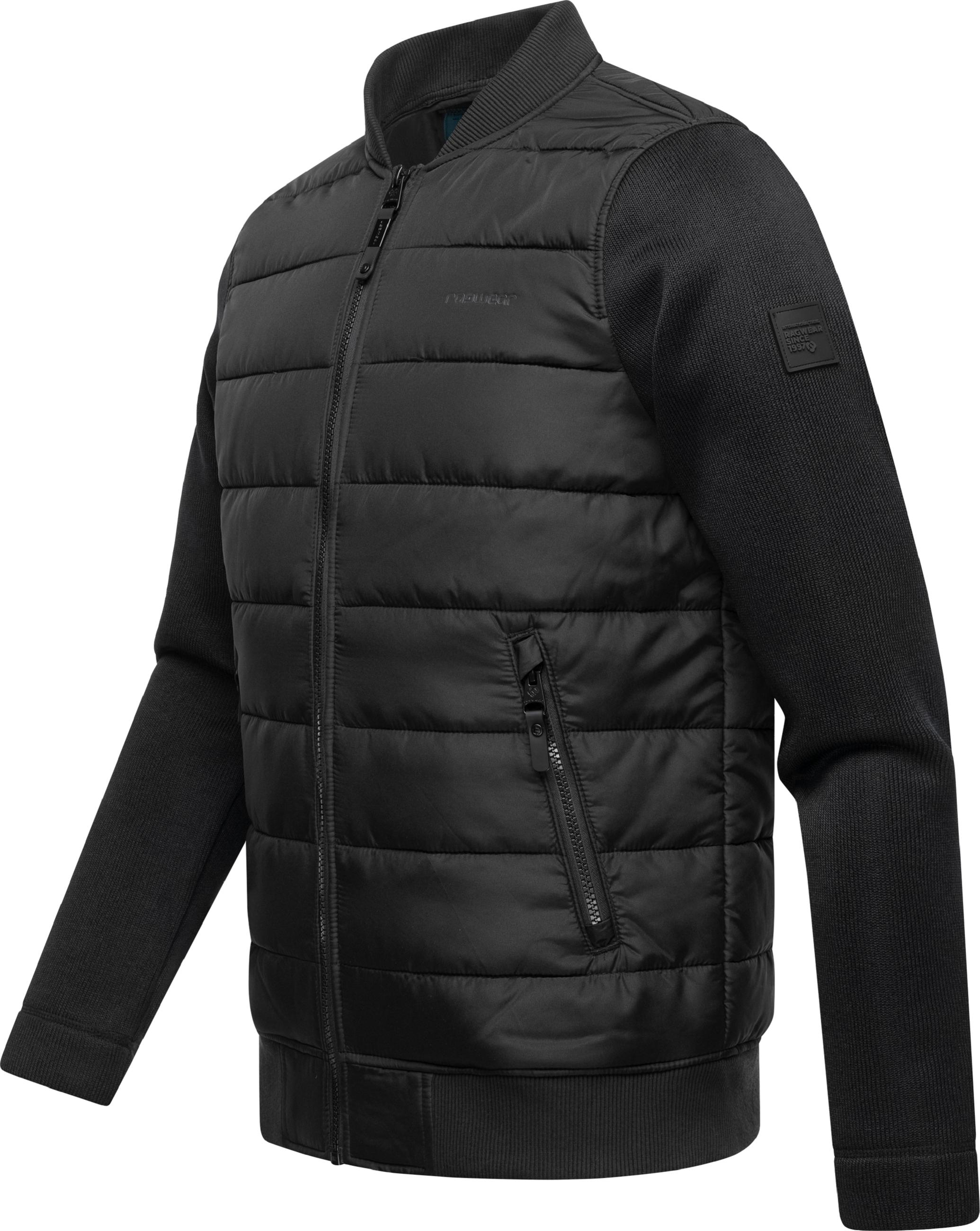 Leichte Steppjacke mit Rippstrick-Ärmeln "Hallmar" Black