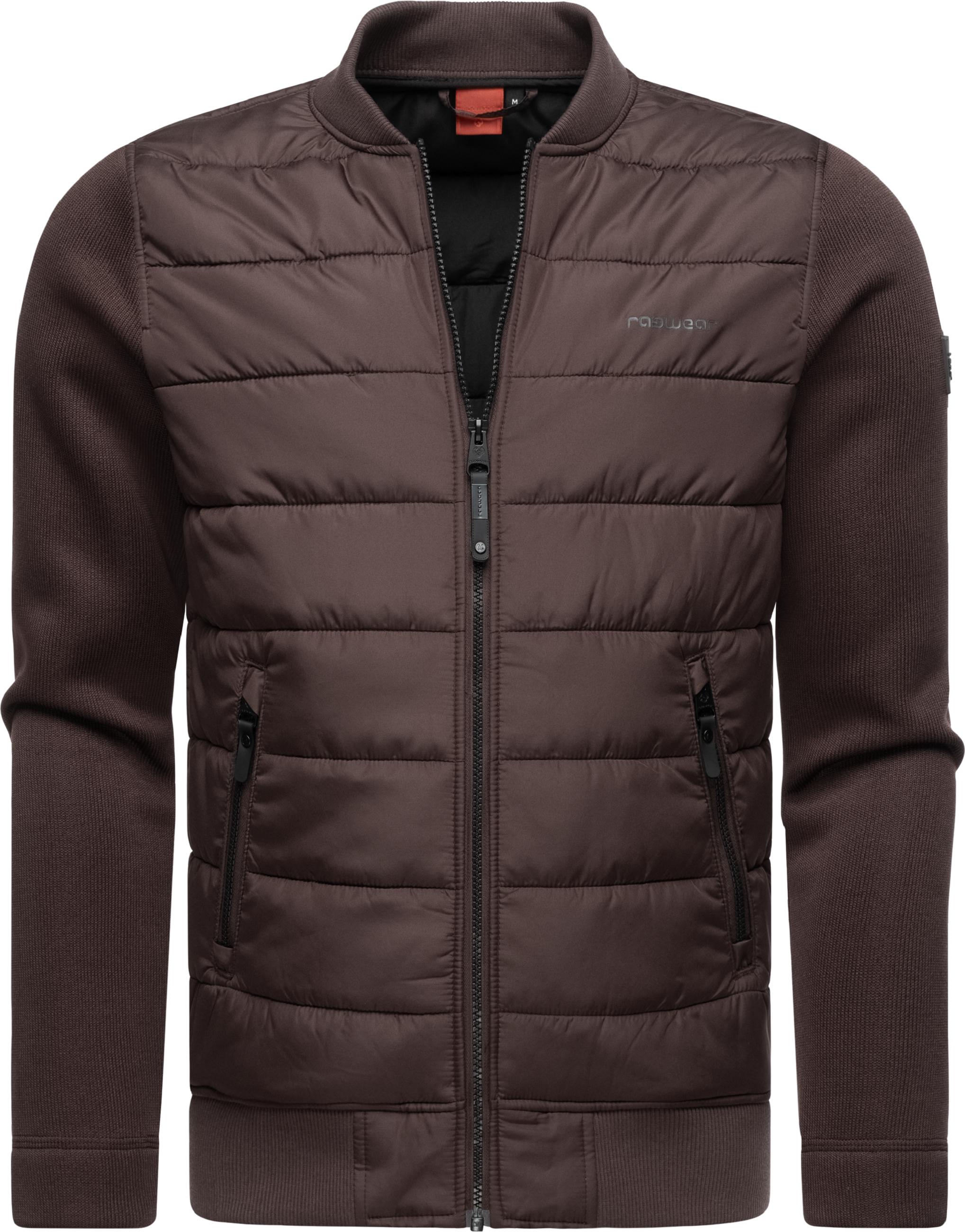 Leichte Steppjacke mit Rippstrick-Ärmeln "Hallmar" Dark Brown