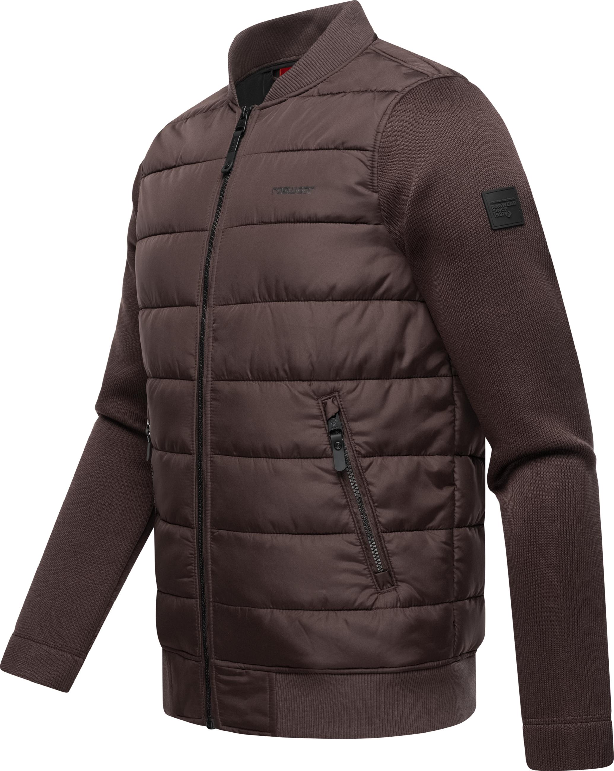 Leichte Steppjacke mit Rippstrick-Ärmeln "Hallmar" Dark Brown