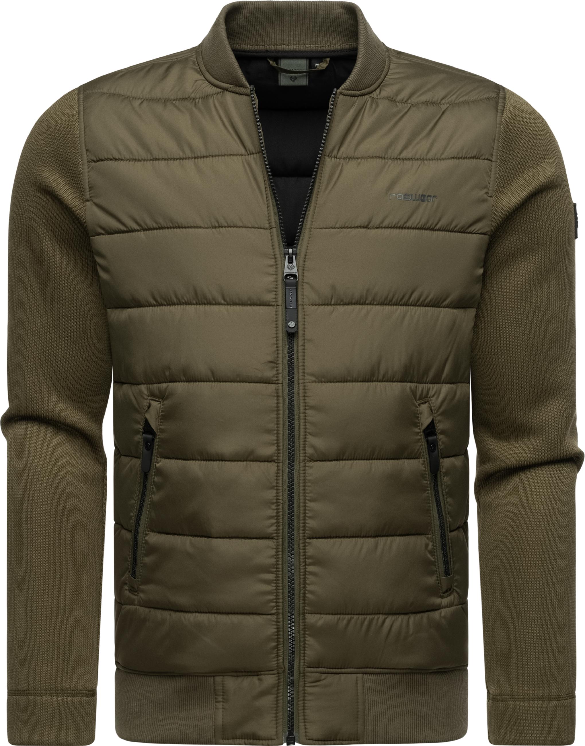 Leichte Steppjacke mit Rippstrick-Ärmeln "Hallmar" Dark Olive